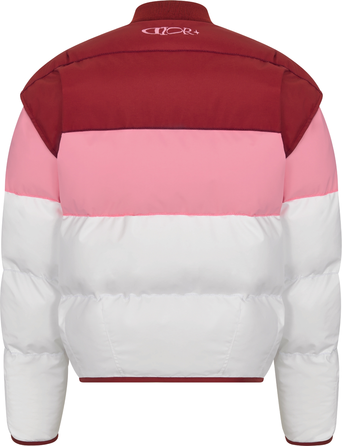 DIOR AND LEWIS HAMILTON Puffer Jacket with Removable Sleeves Burgundy Pink and White Technical Fabric DIOR