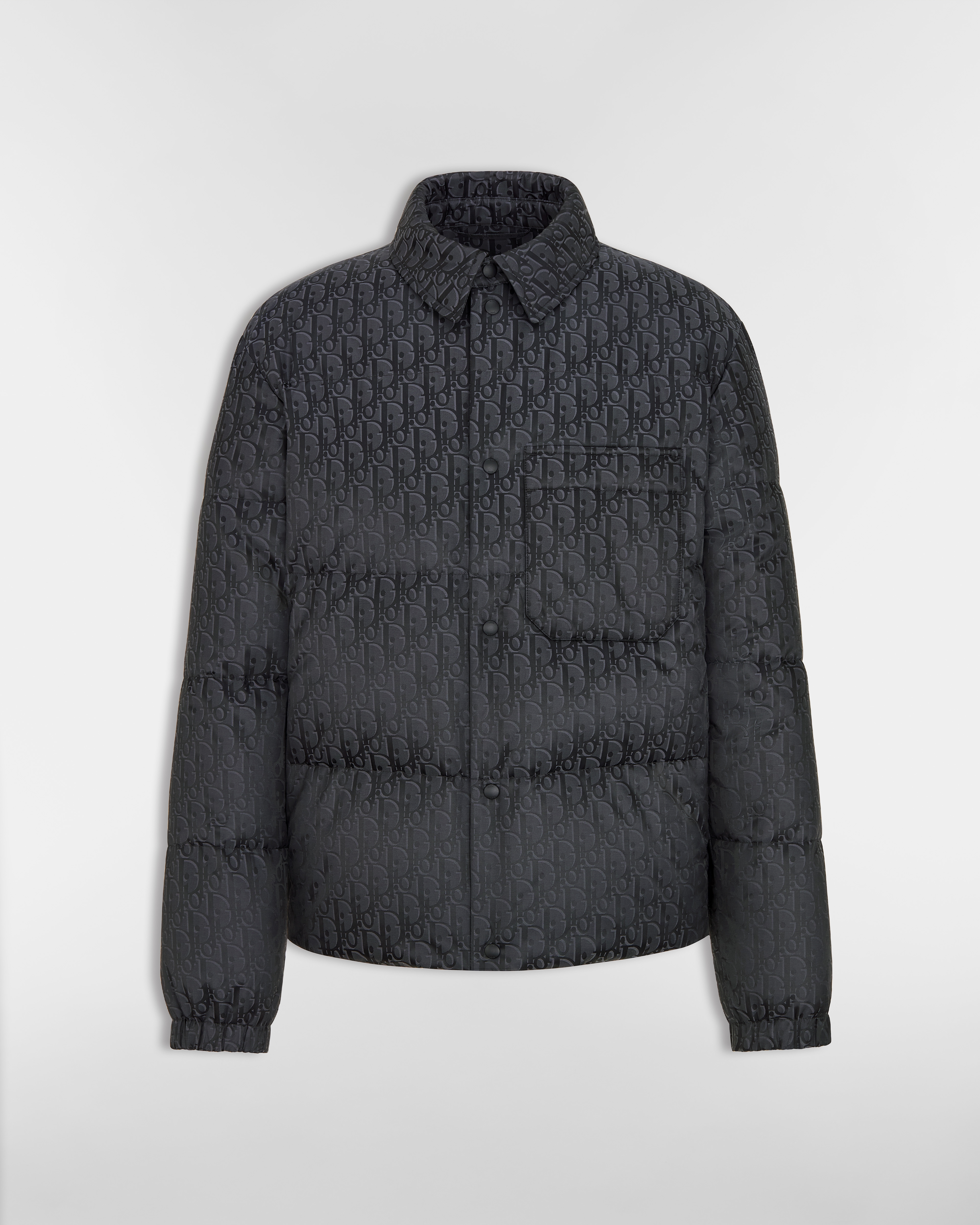 Dior Oblique Daunen-Hemdjacke Jacquard aus Baumwollmischung in Schwarz E01