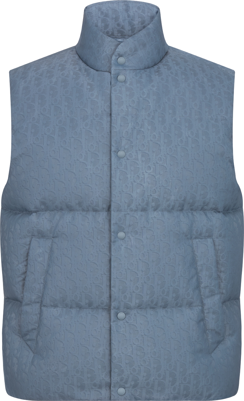 Lichte bodywarmer met Dior Oblique motief Blauwe technische jacquard DIOR