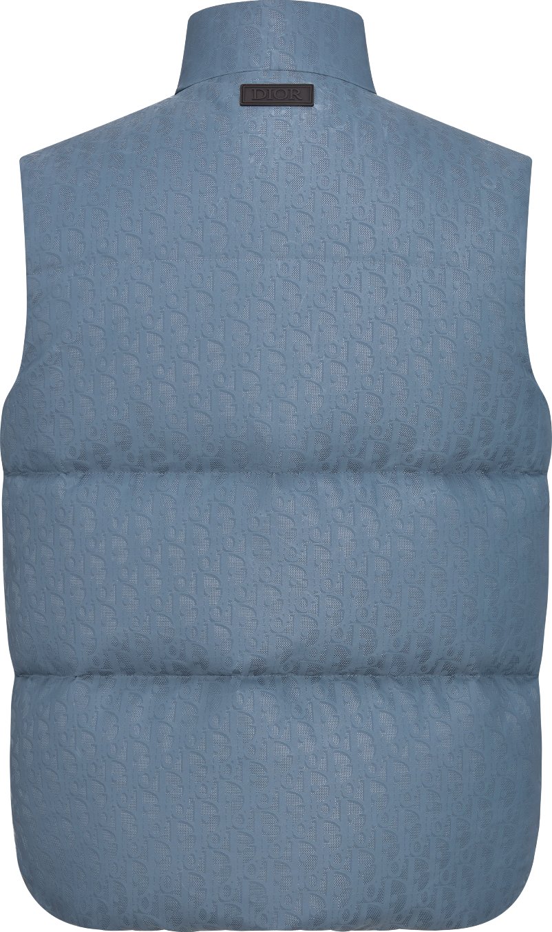 Dior Oblique Lightweight Puffer Vest Blue Technical Jacquard | DIOR