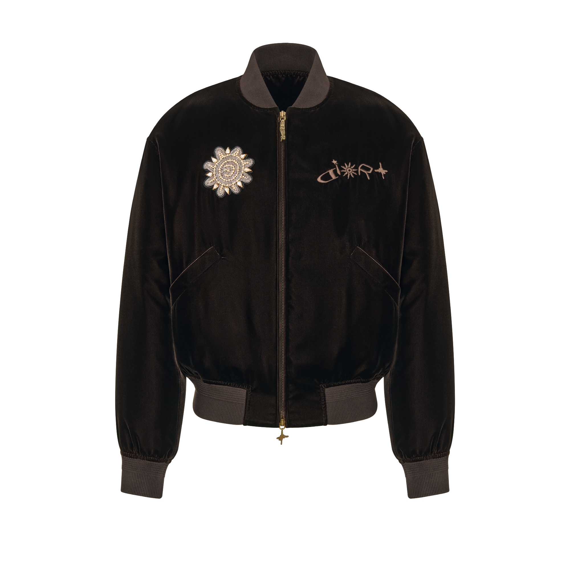 DIOR AND LEWIS HAMILTON Bomber Jacket Brown Technical Velvet E01