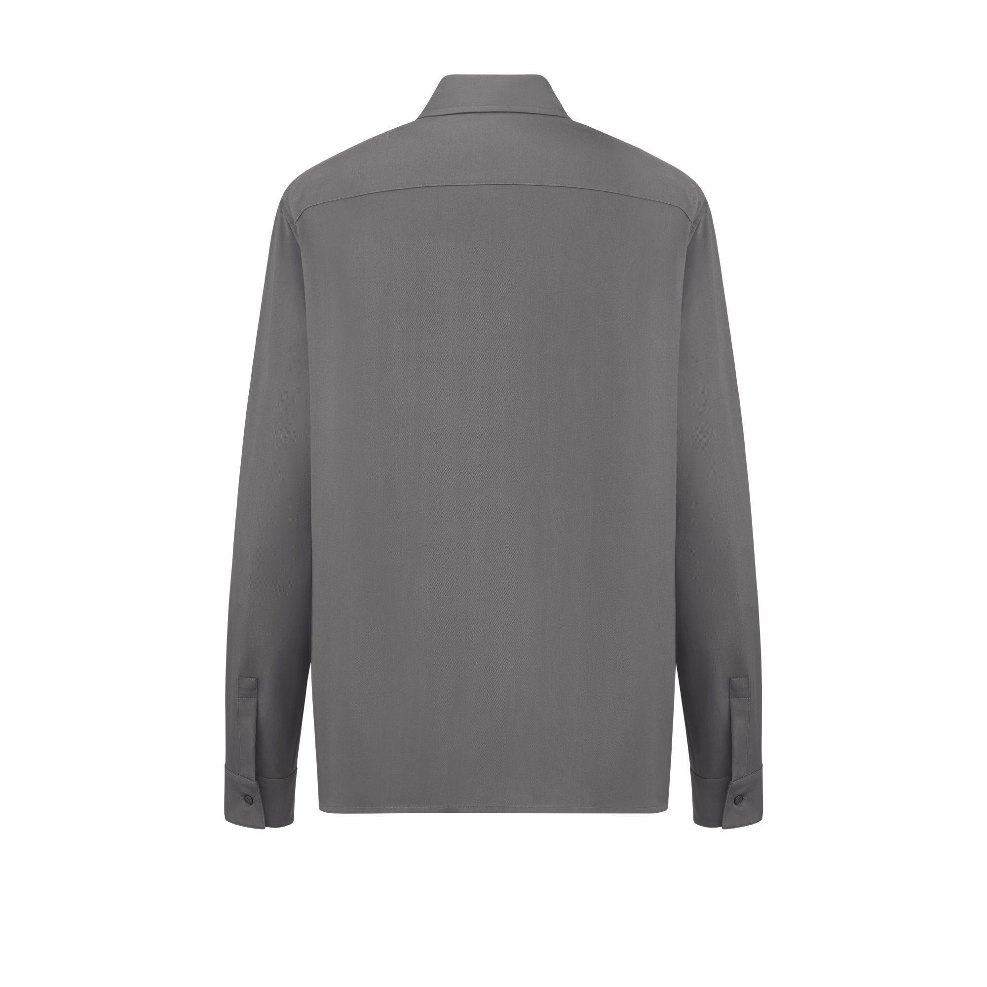 Zipped Shirt with CD Icon Embroidery Gray Cotton Gabardine E08