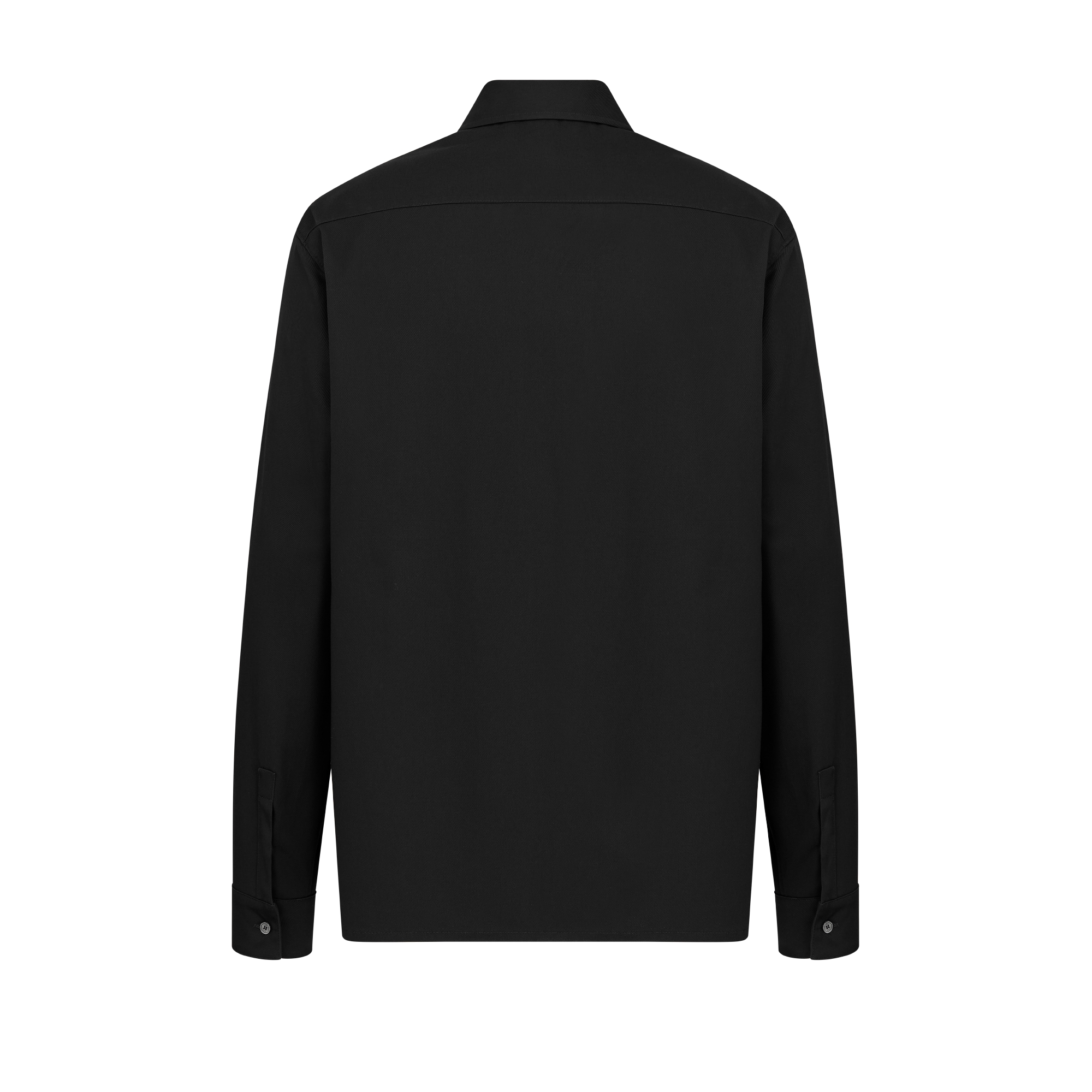 Zipped Shirt with CD Icon Embroidery Black Cotton Gabardine E08