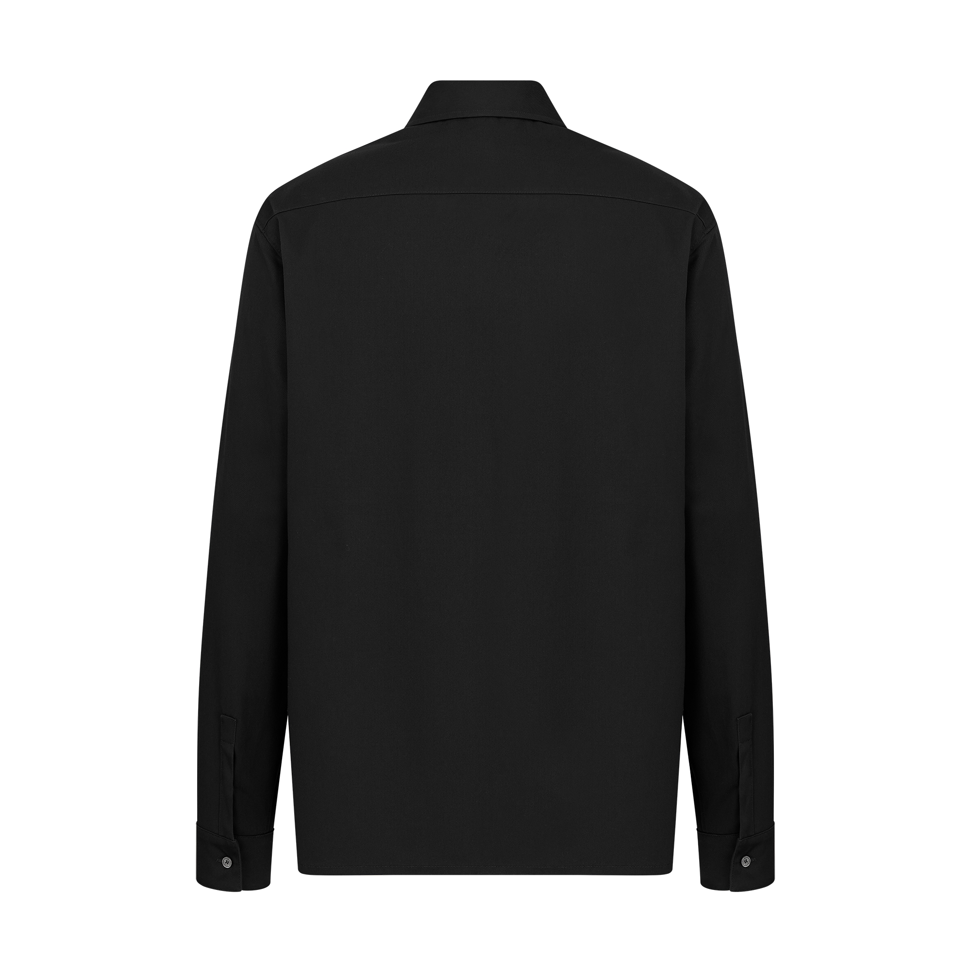 Zipped Shirt with CD Icon Embroidery Black Cotton Gabardine E08