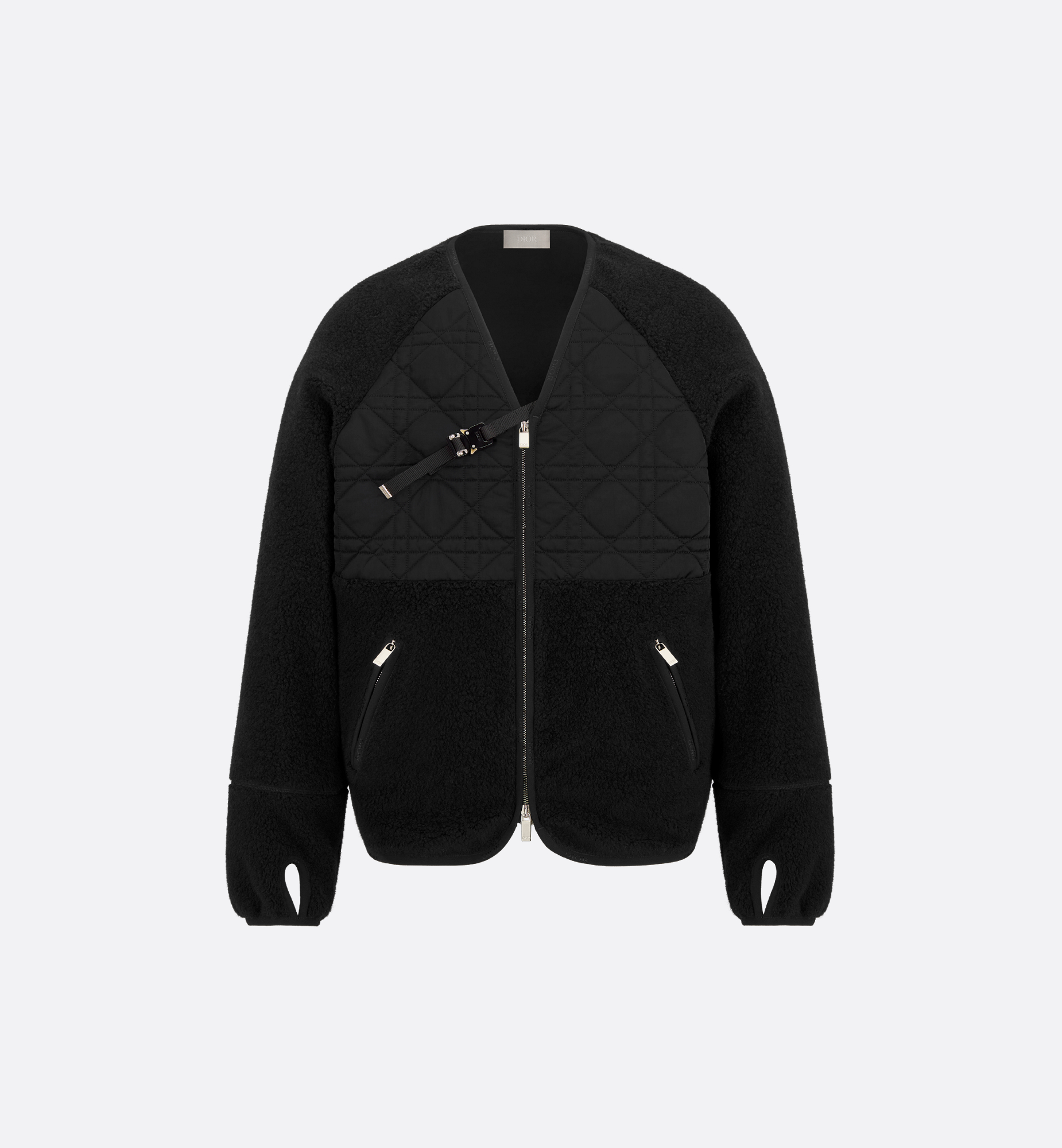 Cannage Zipped Jacket Black Virgin Wool Fleece and Cotton | DIOR Cannage Zipped Jacket Black Virgin Wool Fleece and Cotton | DIOR
