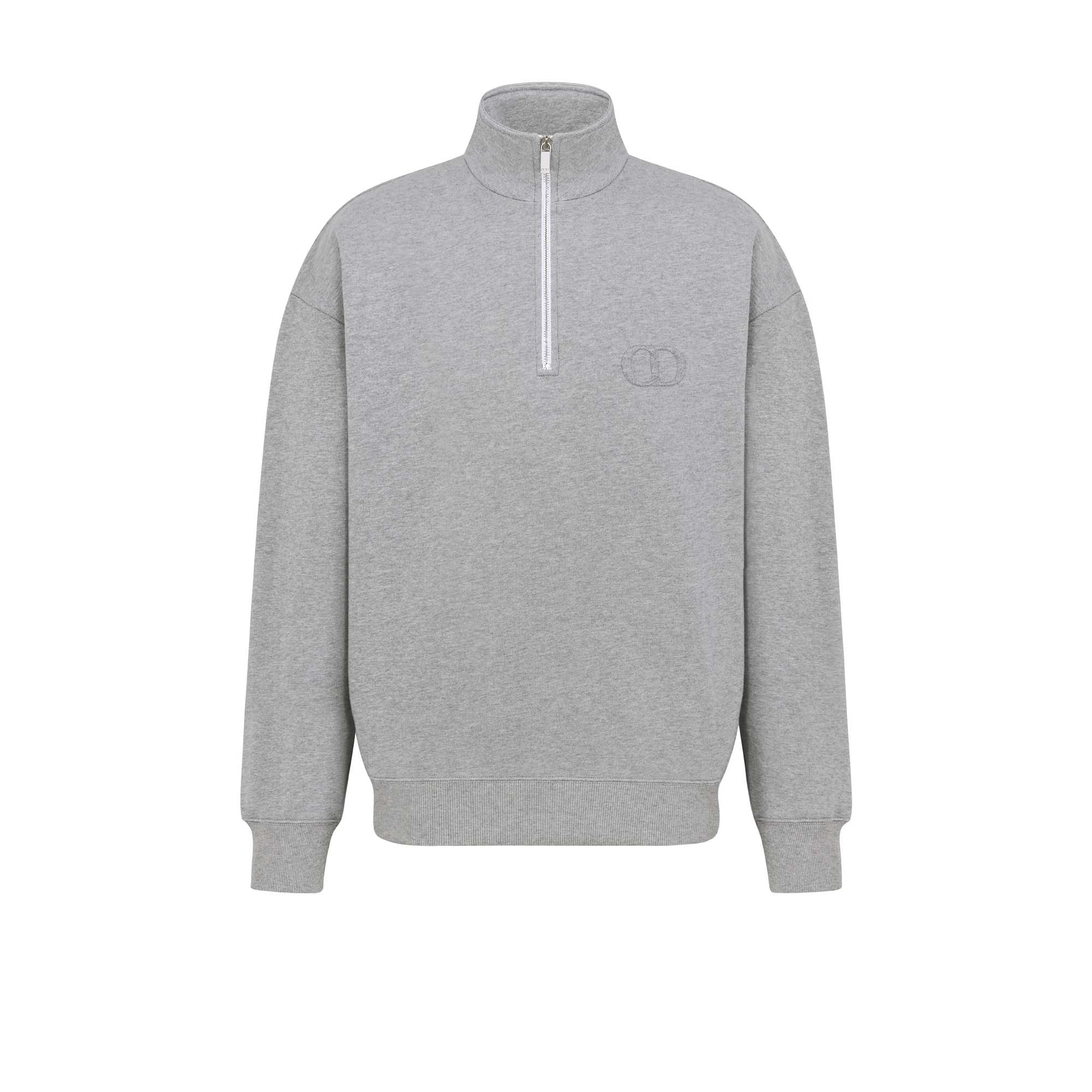 CD Icon Half-Zip Sweatshirt Deep Gray Cotton Fleece | DIOR