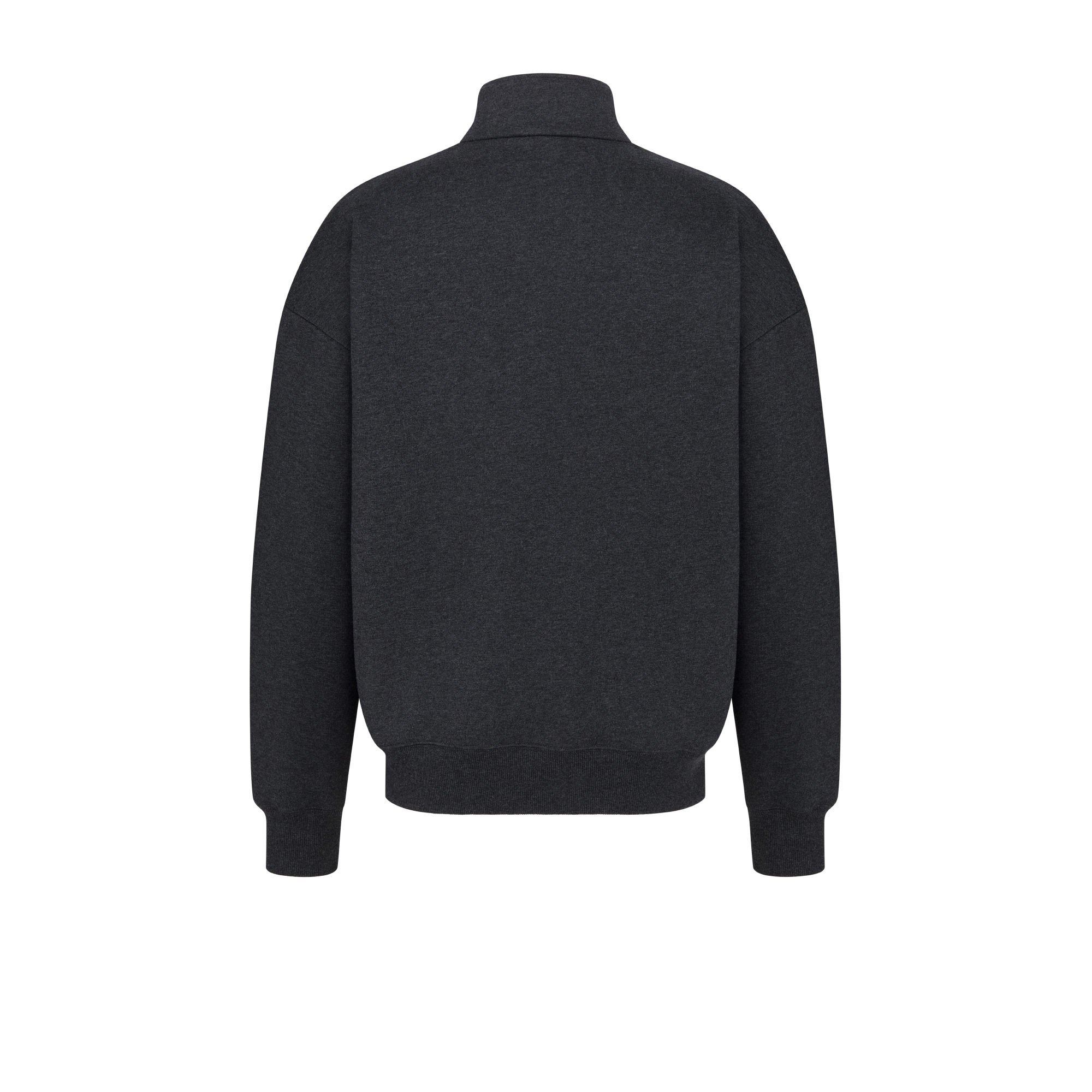 CD Icon Sweatshirt mit halblangem Reißverschluss Baumwollfleece in sattem Grau E08