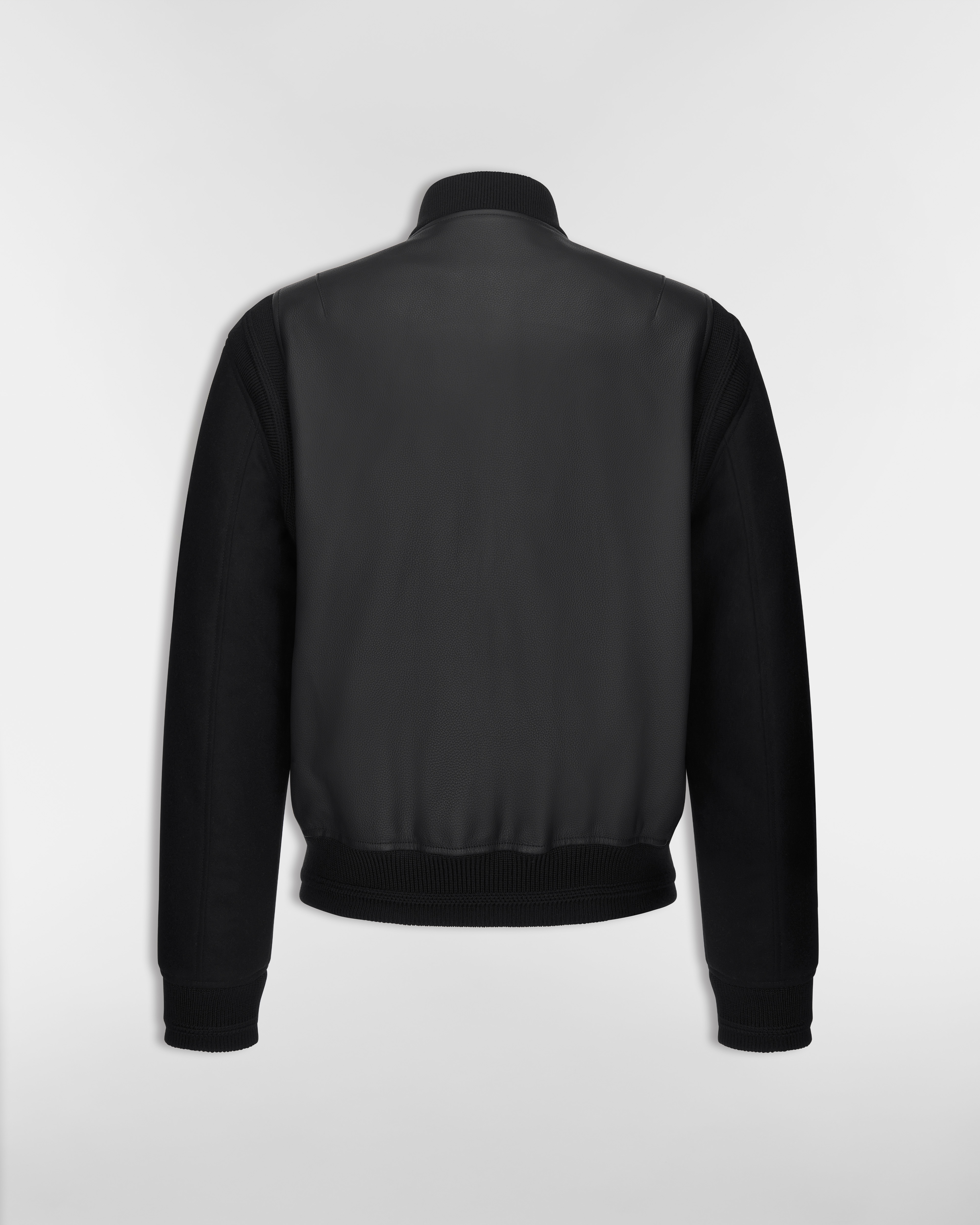 CD Icon Varsity Jacket Black Cowhide Leather E08