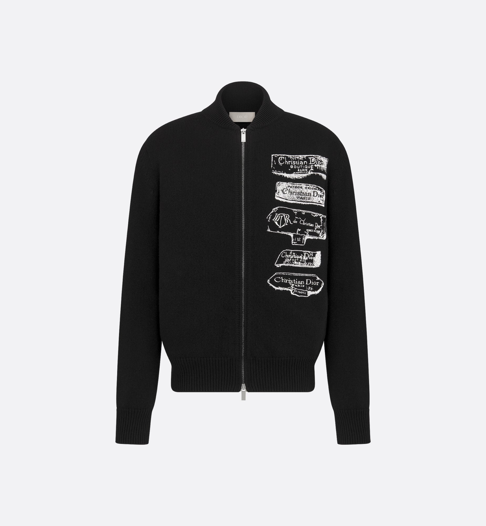 Dior Archives Labels Cardigan Black Wool Knit | DIOR Dior Archives Labels Cardigan Black Wool Knit | DIOR