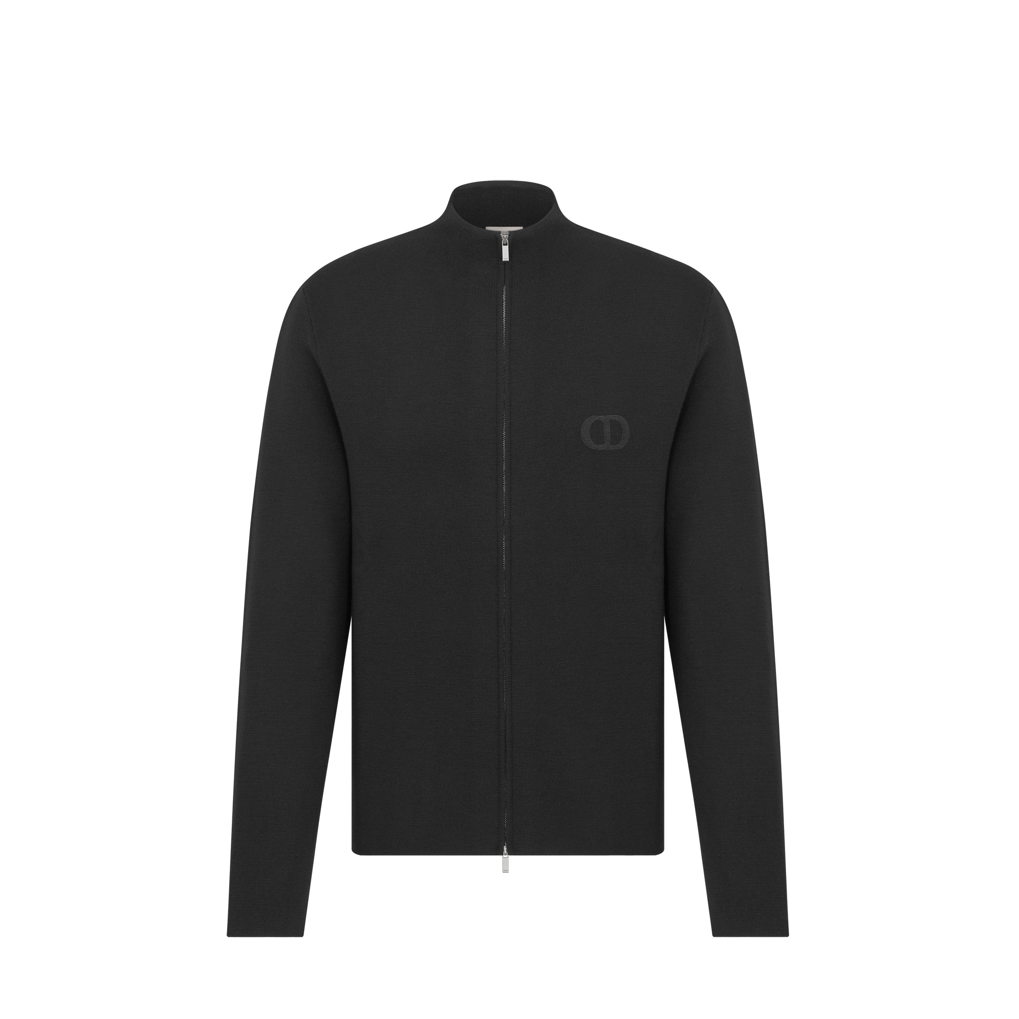 CD Icon Zipped Sweater Black Virgin Wool Punto Milano Knit | DIOR