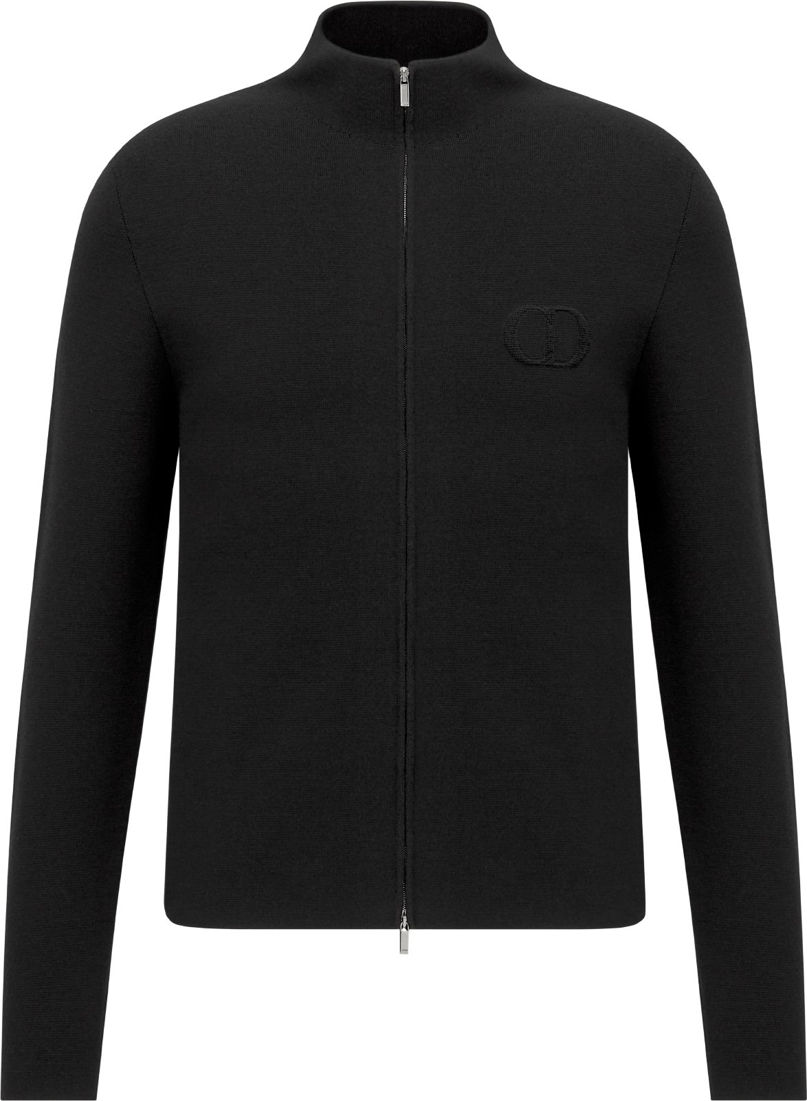 CD Icon Zipped Sweater Black Virgin Wool Punto Milano Knit | DIOR
