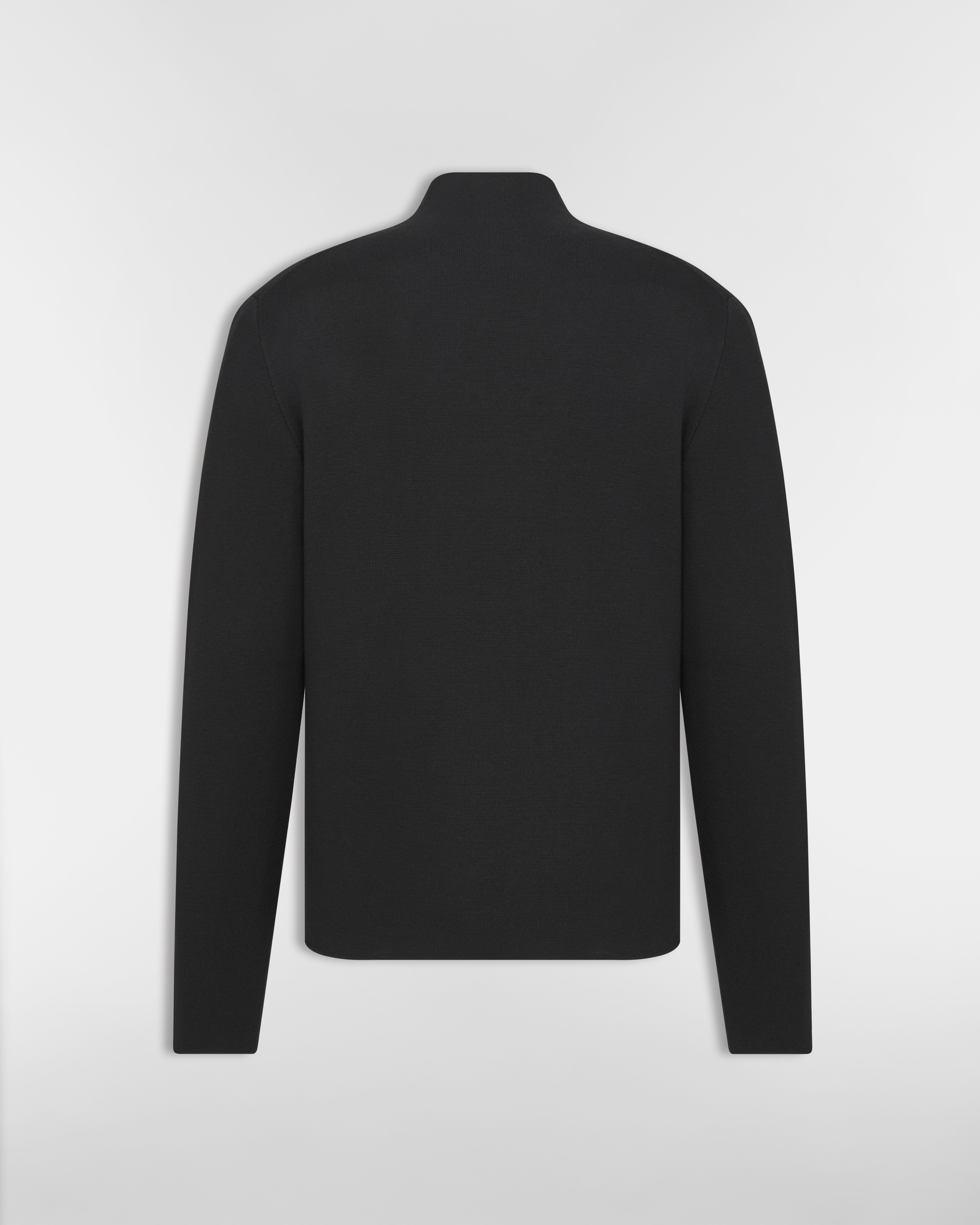 CD Icon Zipped Sweater Black Virgin Wool Punto Milano Knit E08