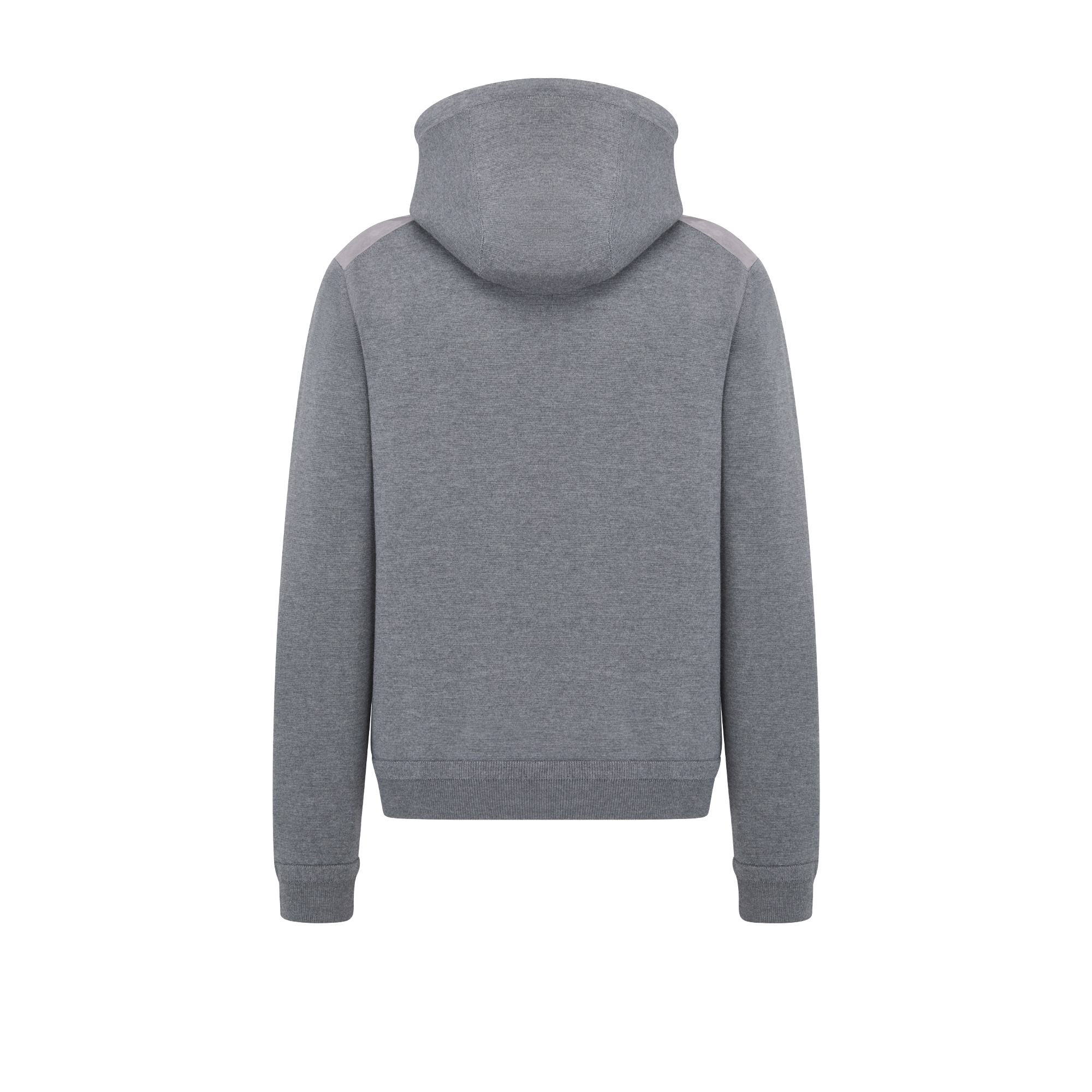 Dior Icons 지퍼 후드 스웨트셔츠 그레이 버진 울 푼토 밀라노 니트 & 스웨이드 E08