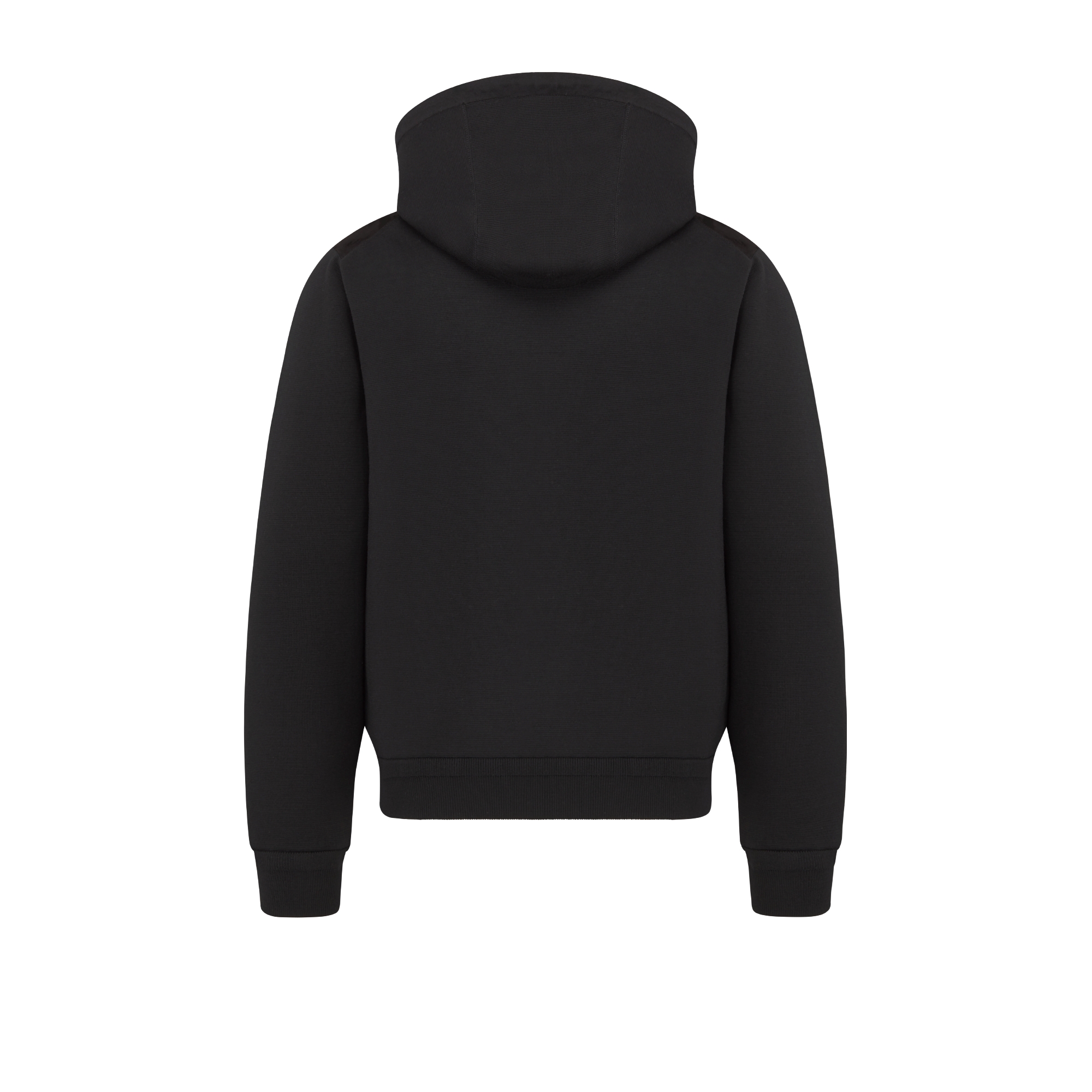 Dior Icons Zipped Hooded Sweatshirt Black Virgin Wool Punto Milano Knit and Suede E08