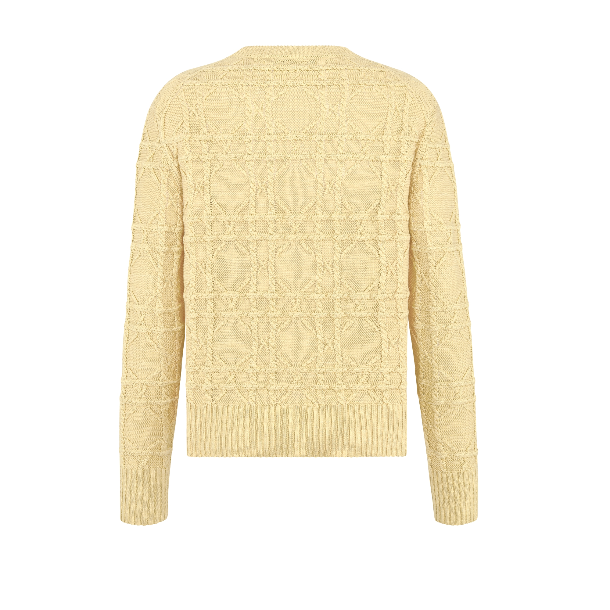 Dior Icons Cannage Sweater Yellow Linen and Cashmere Cable Knit E08