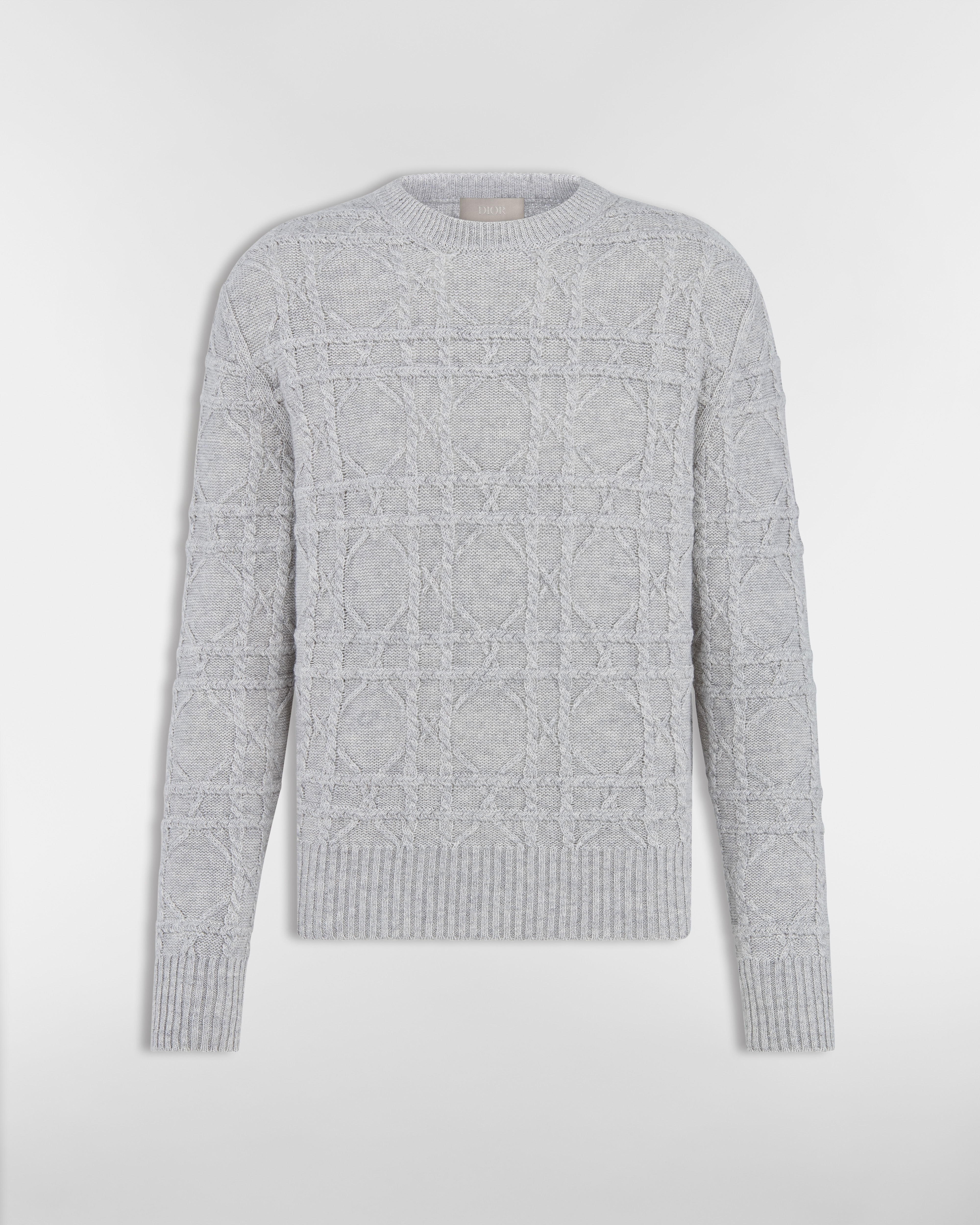 Dior Icons Cannage Sweater Gray Linen and Cashmere Cable Knit E01