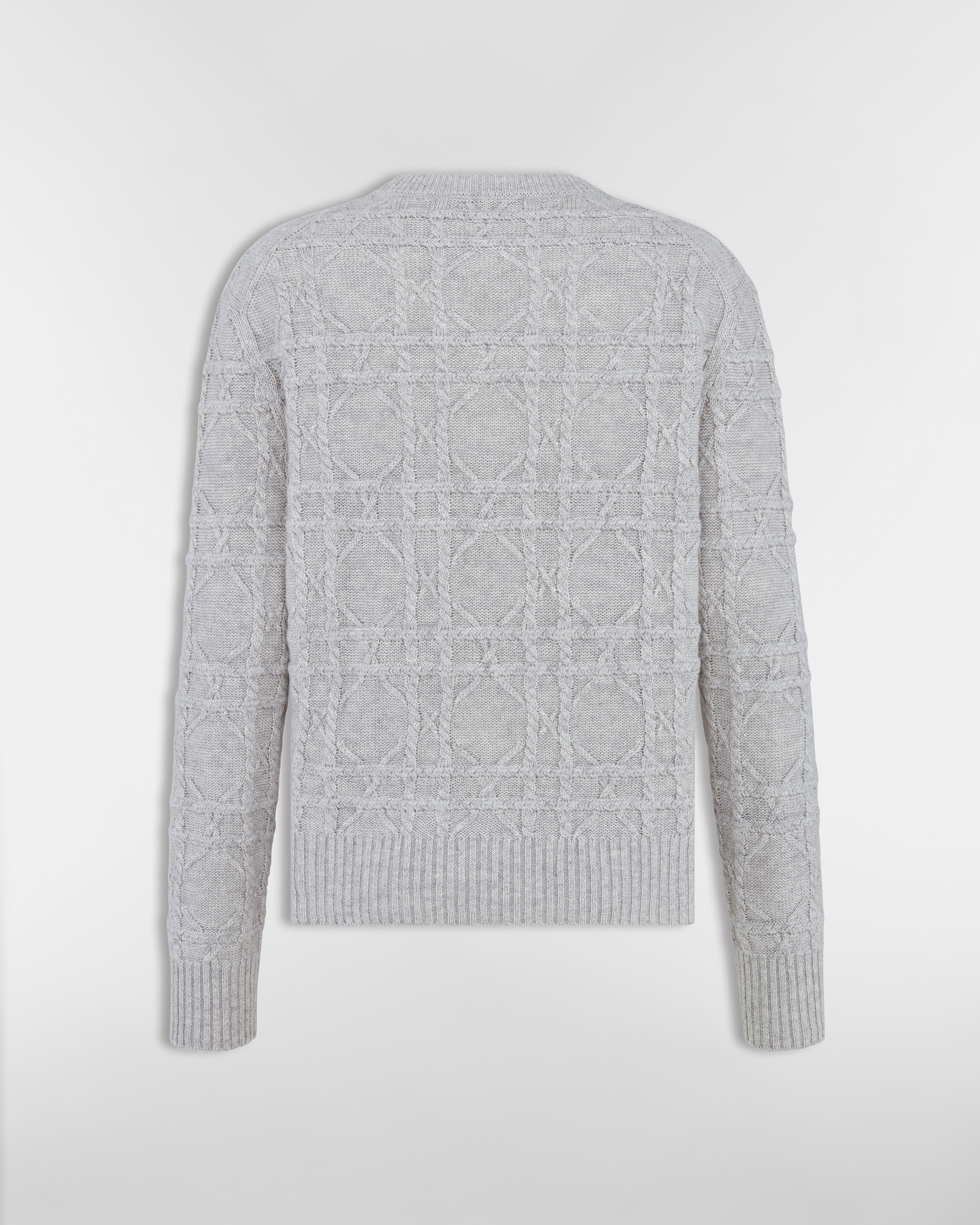 Dior Icons Cannage Sweater Gray Linen and Cashmere Cable Knit E08