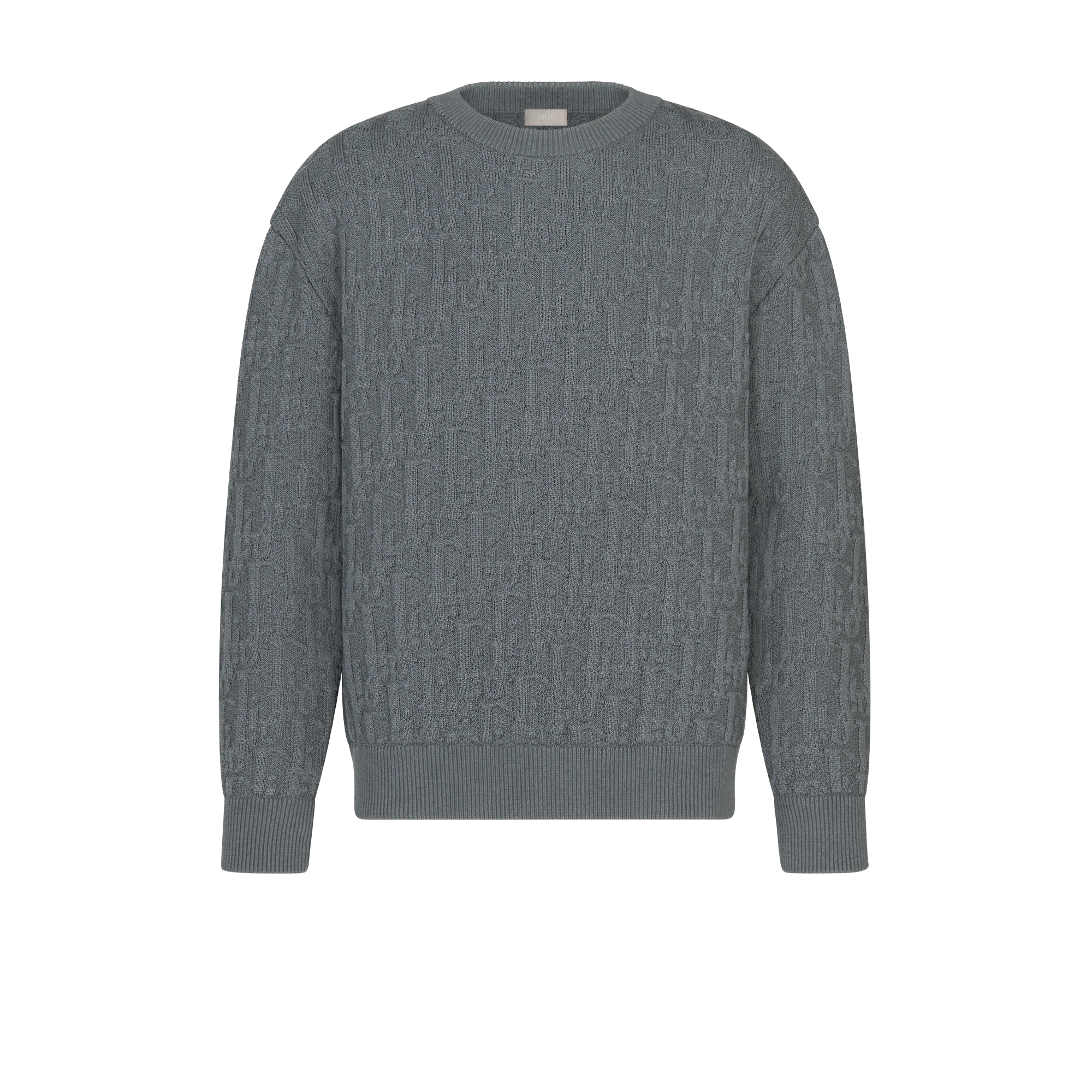 Dior Oblique Sweater Gray Cotton-Blend Jacquard E01