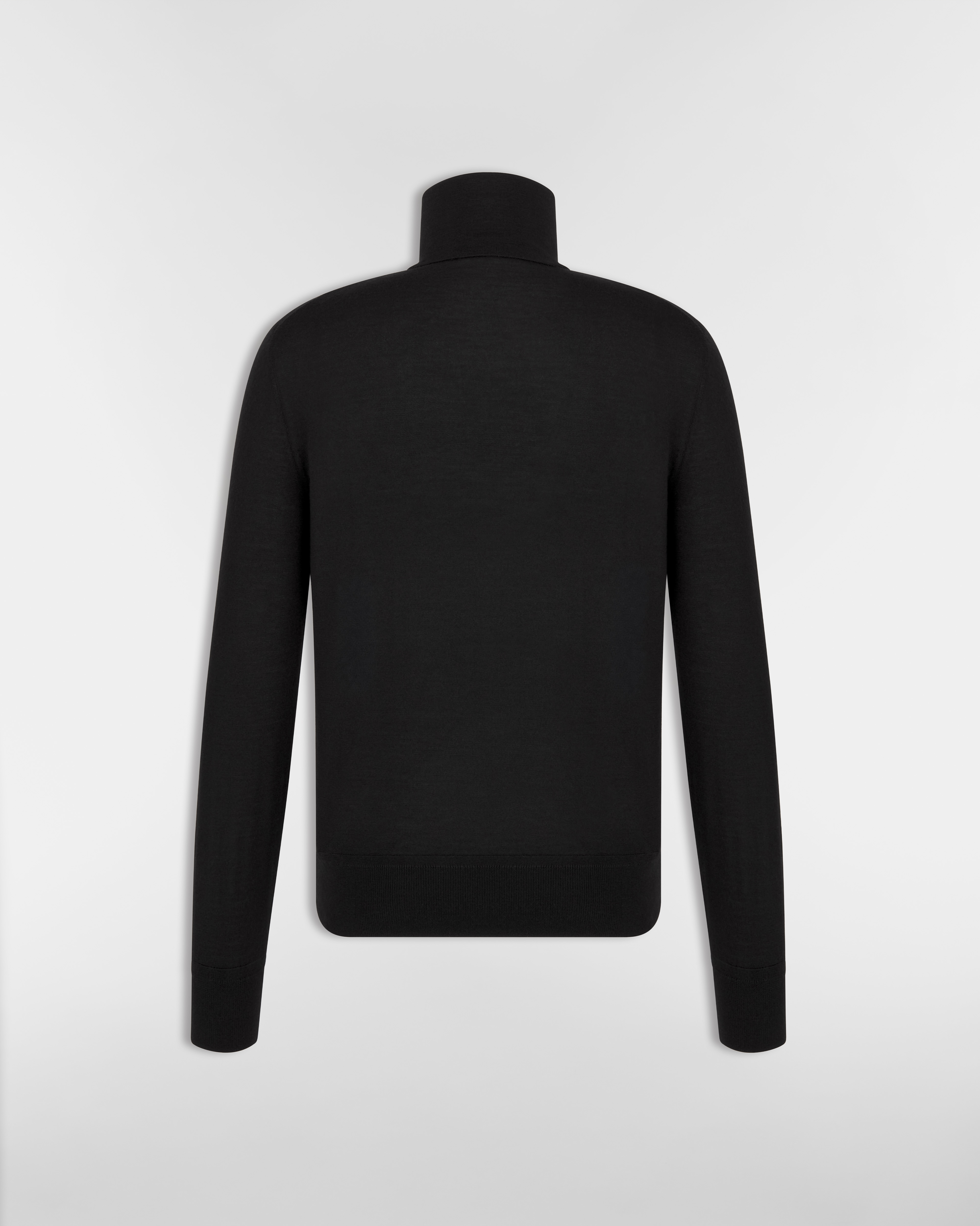 كنزة CD Icon بياقة عالية قماش الجيرسيه الأسود من صوف الكشمير E08