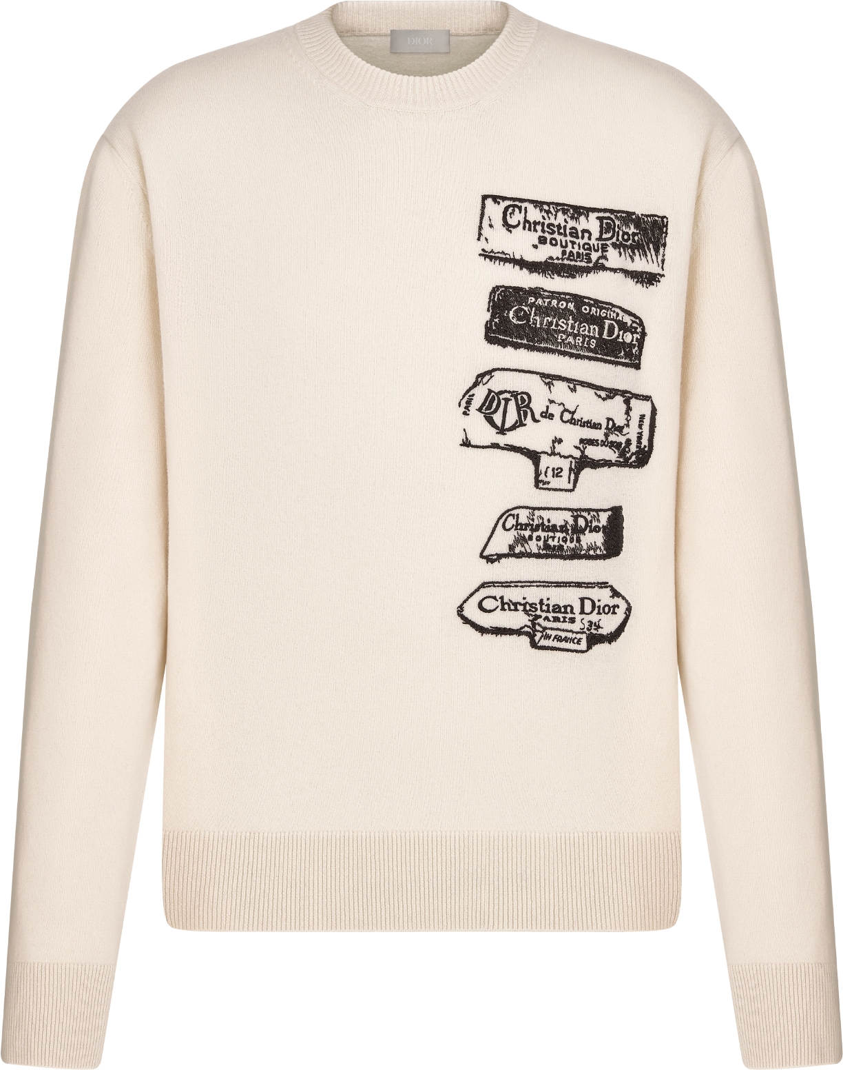 Dior Archives Labels Sweater White Wool Jersey DIOR