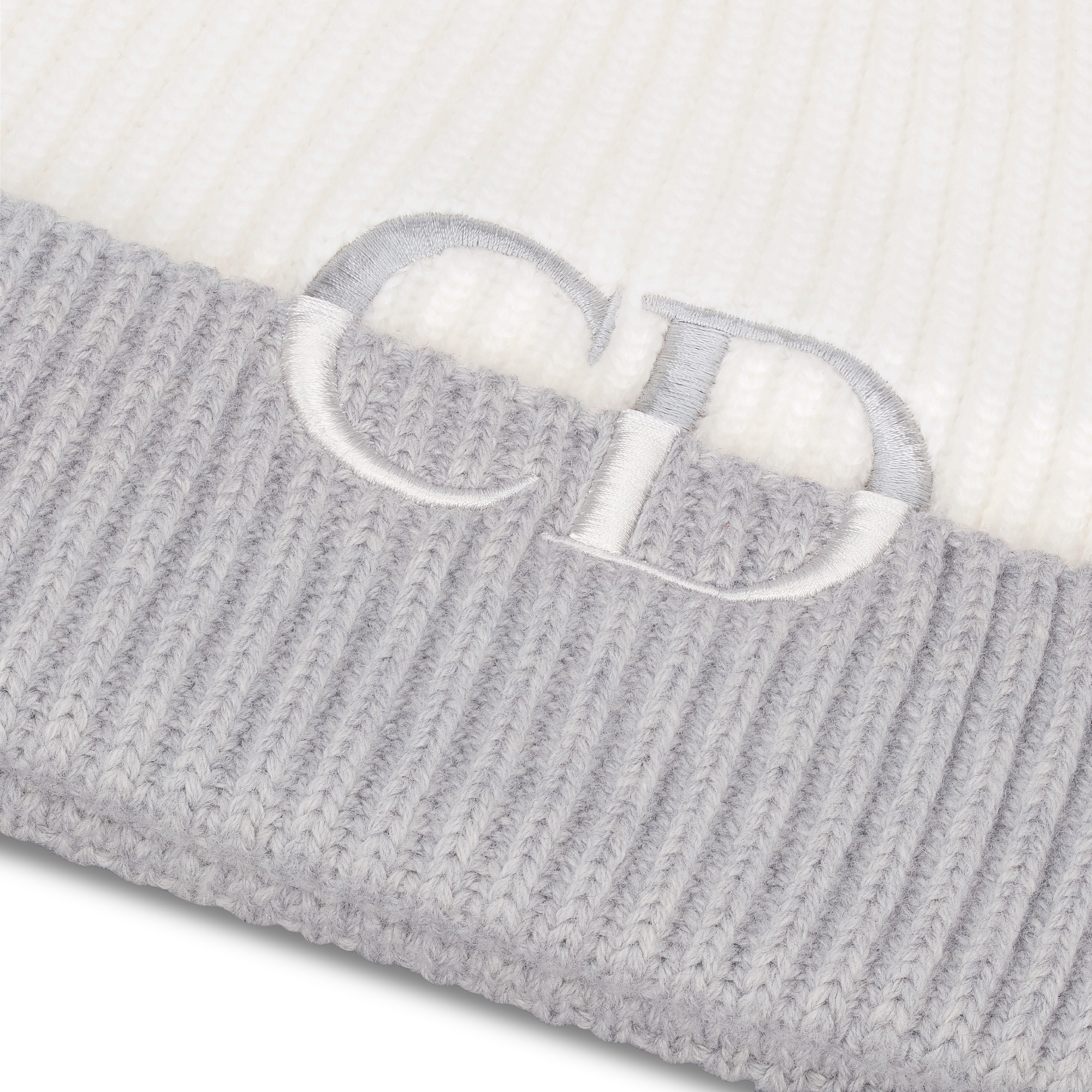 Berretto CD Icon Maglia di lana vergine bianco sporco e grigia E09