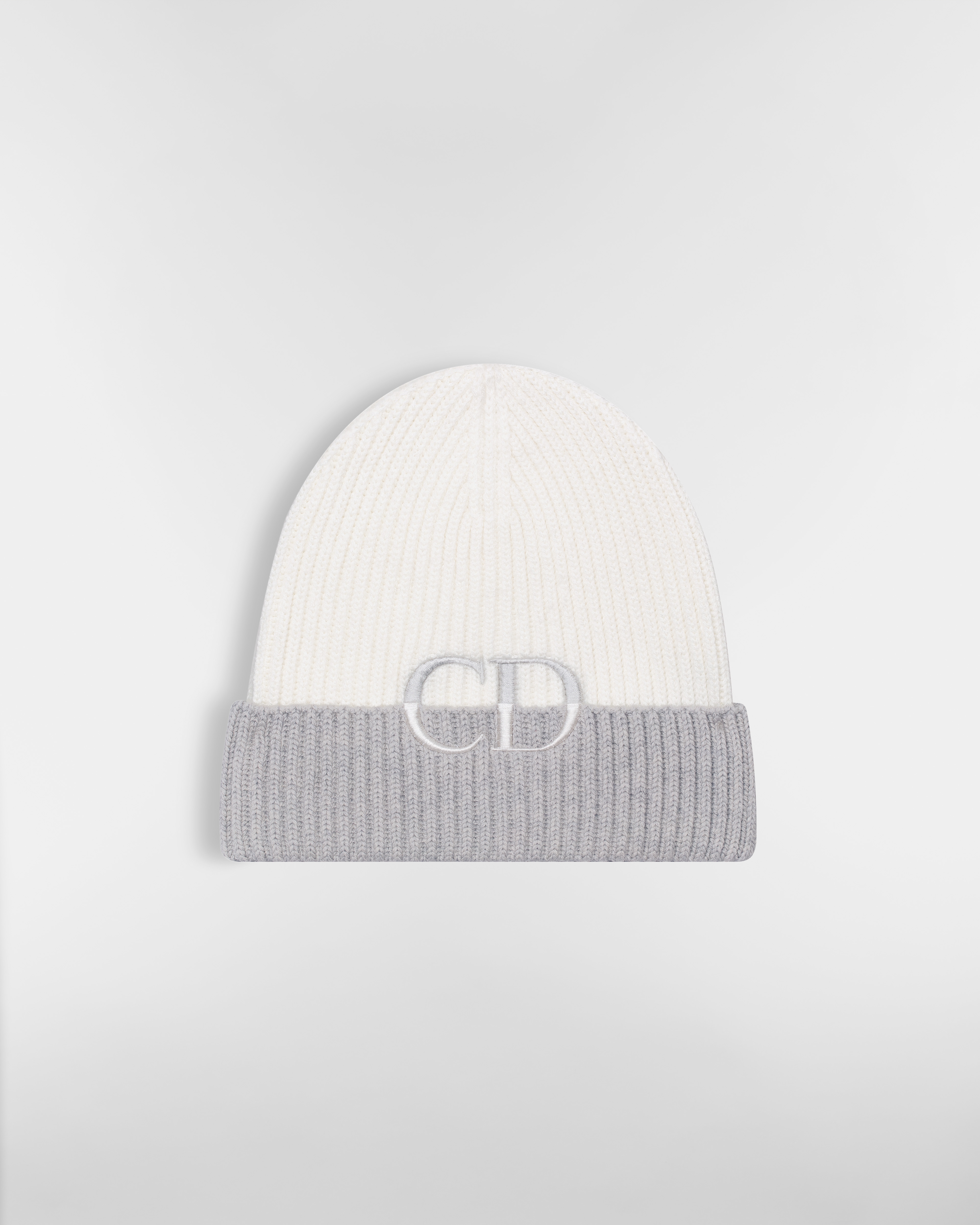 CD Icon Beanie Off-White and Gray Virgin Wool Knit E01