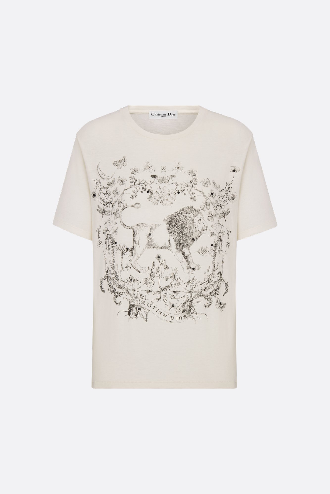 T-Shirt White Cotton and Linen Jersey with Black Dior T-Shirt White Cotton and Linen Jersey with Black Dior