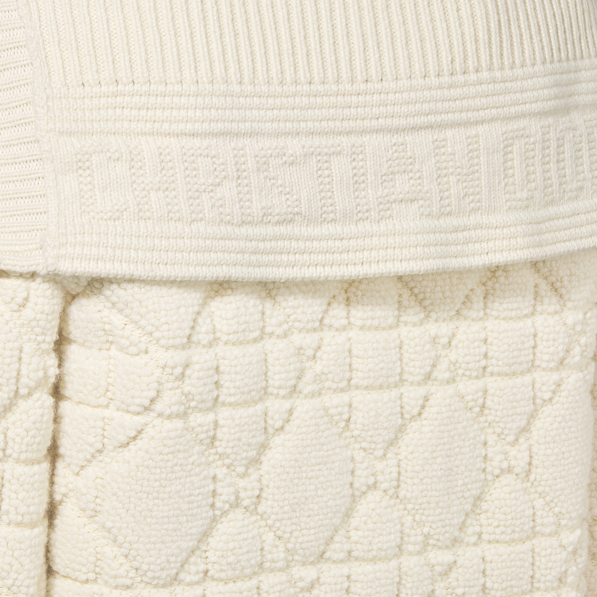 Cannage Cardigan Ecru Blended Wool and Cashmere Textured Knit E09