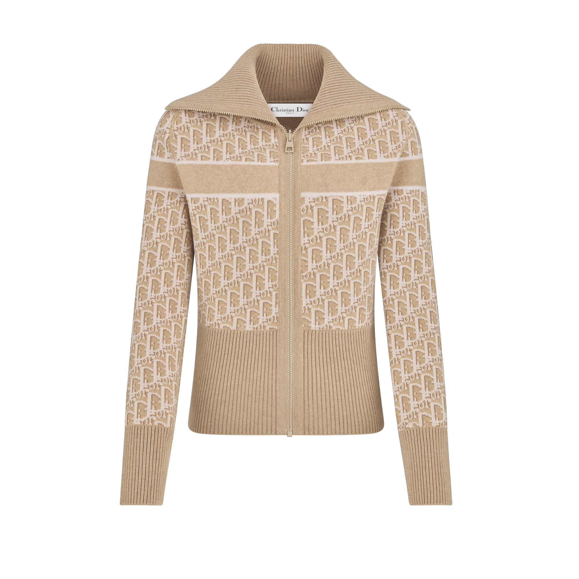 Reversible Cardigan Beige Cashmere-Blend Knit with Dior Oblique Motif E07