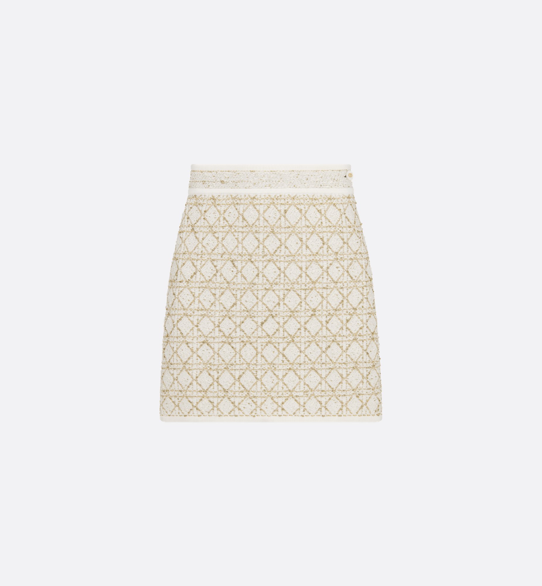 Dior Or Cannage Miniskirt White and Gold-Tone Cotton-Blend Dior Or Cannage Miniskirt White and Gold-Tone Cotton-Blend
