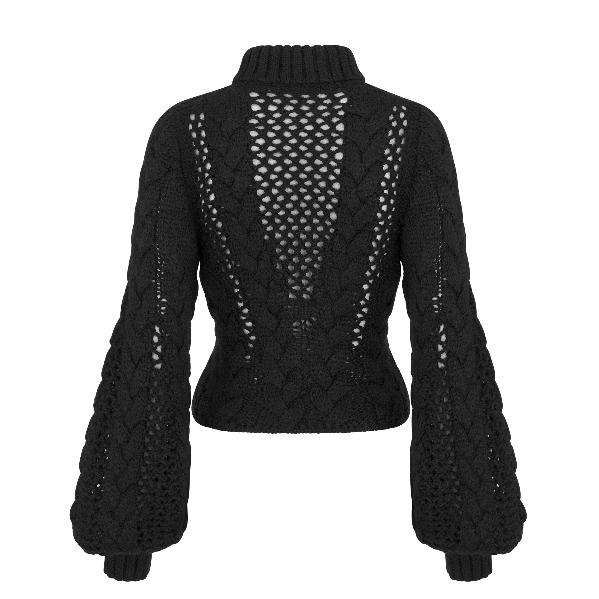 Turtleneck Sweater Black Cable-Knit Alpaca, Mohair and Wool Blend | DIOR