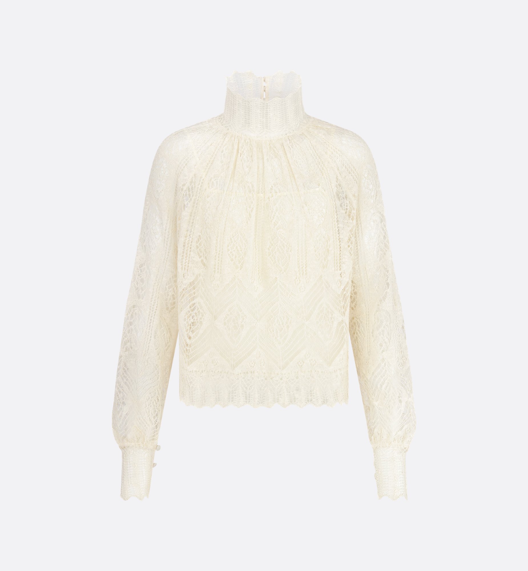 DIOR | スタンドカラー トップス コットンブレンド レース ニット DIOR | スタンドカラー トップス コットンブレンド レース ニット