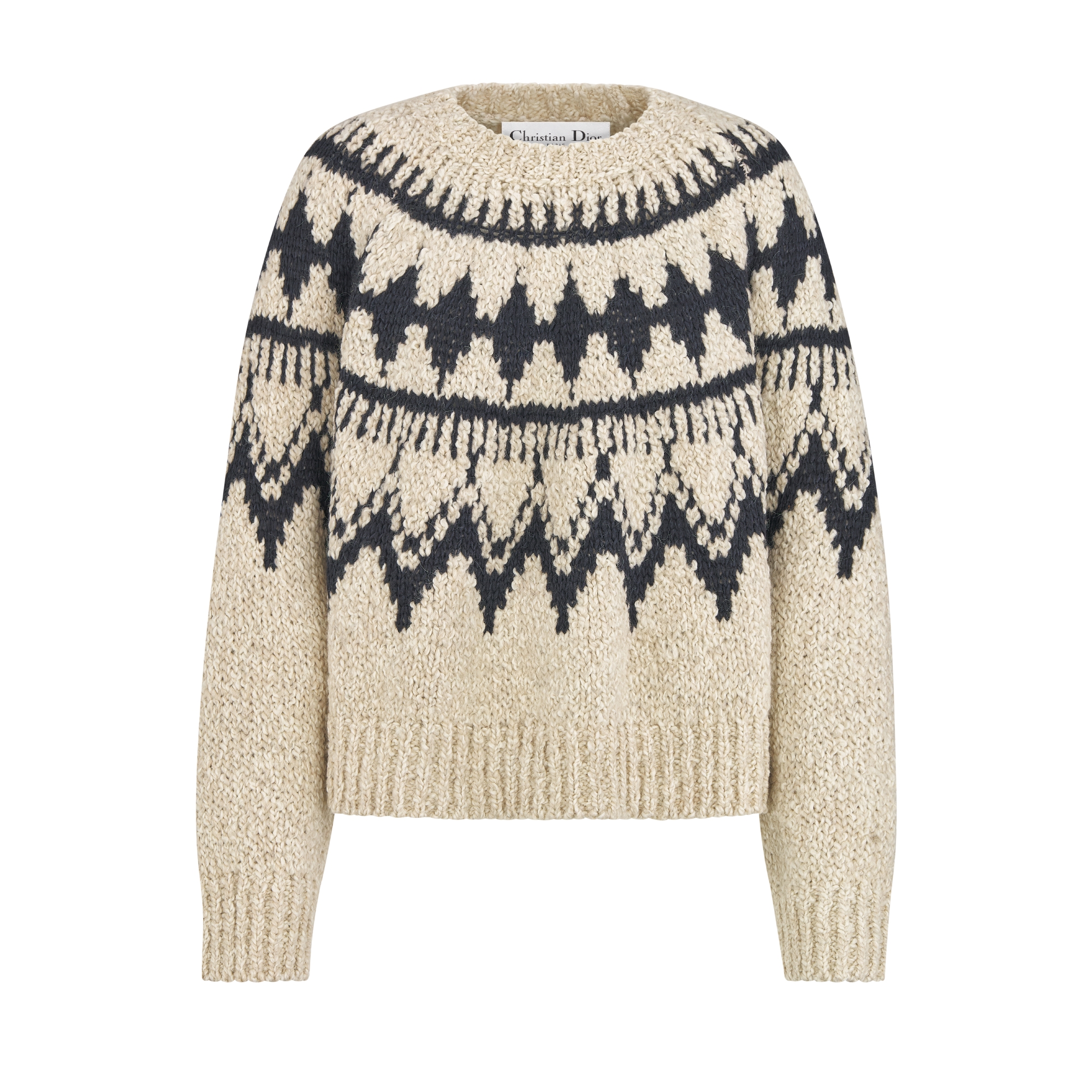 DiorAlps Sweater Beige and Black Alpaca, Wool and Cotton Knit E01
