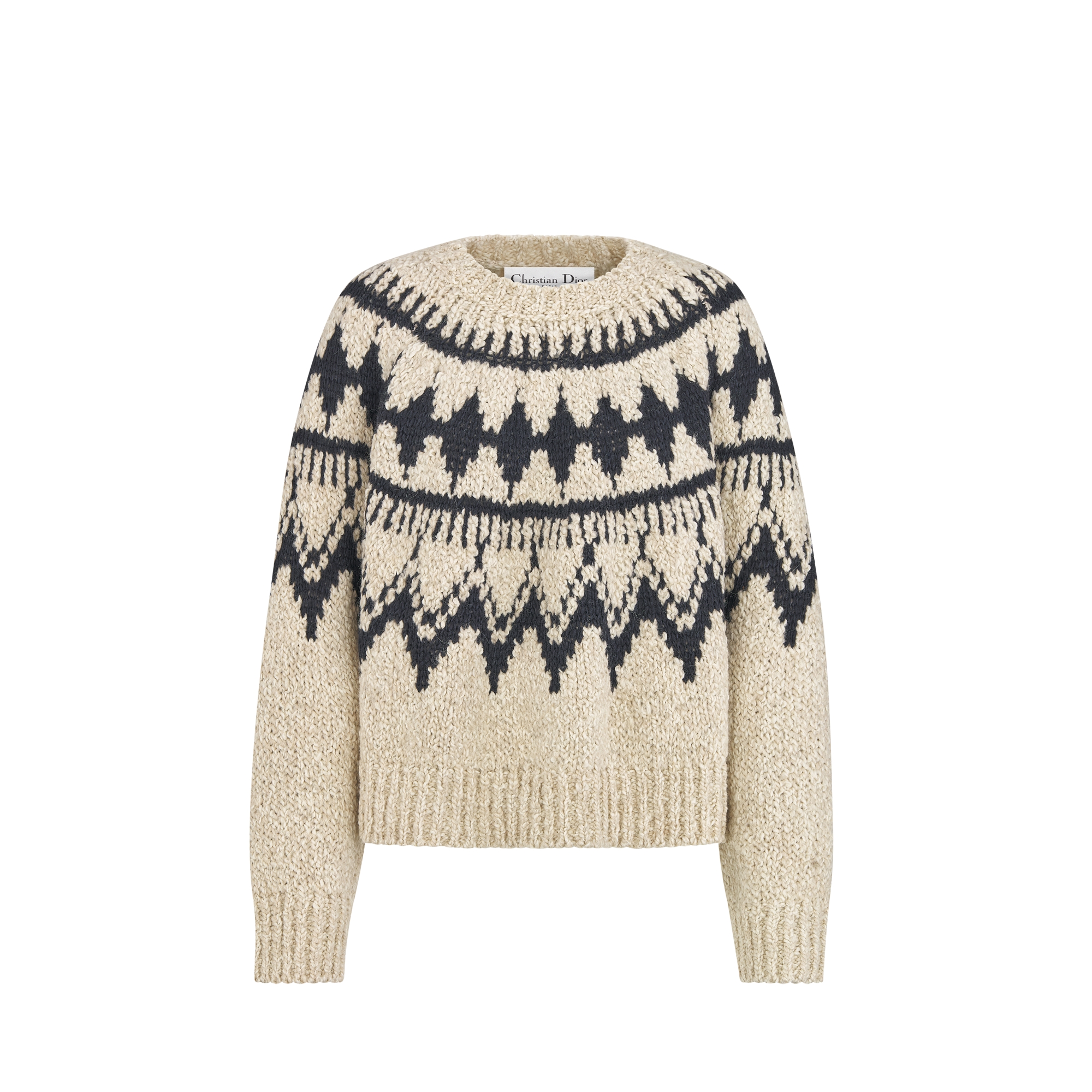 DiorAlps Sweater Beige and Black Alpaca, Wool and Cotton Knit E01