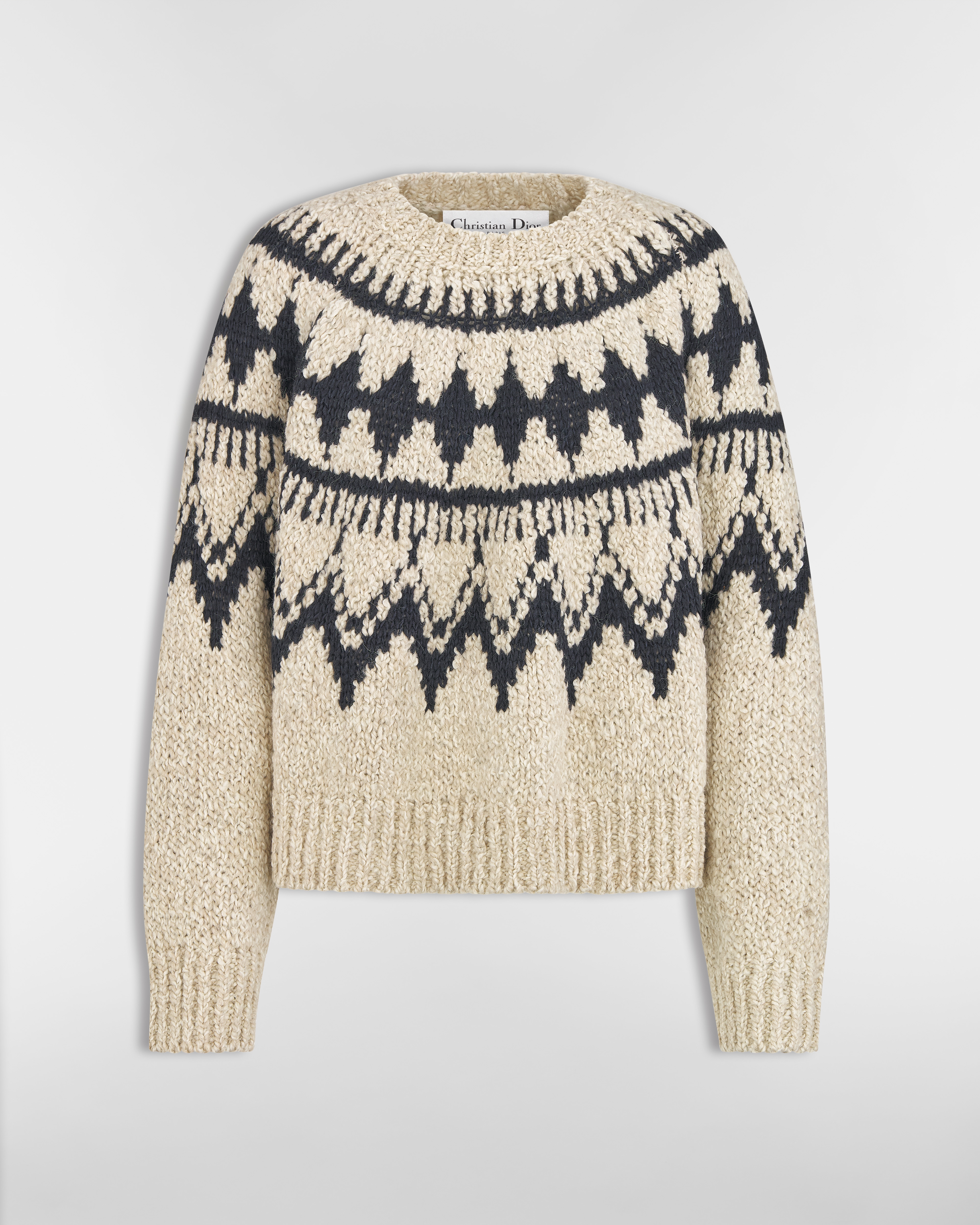 DiorAlps Sweater Beige and Black Alpaca, Wool and Cotton Knit E01
