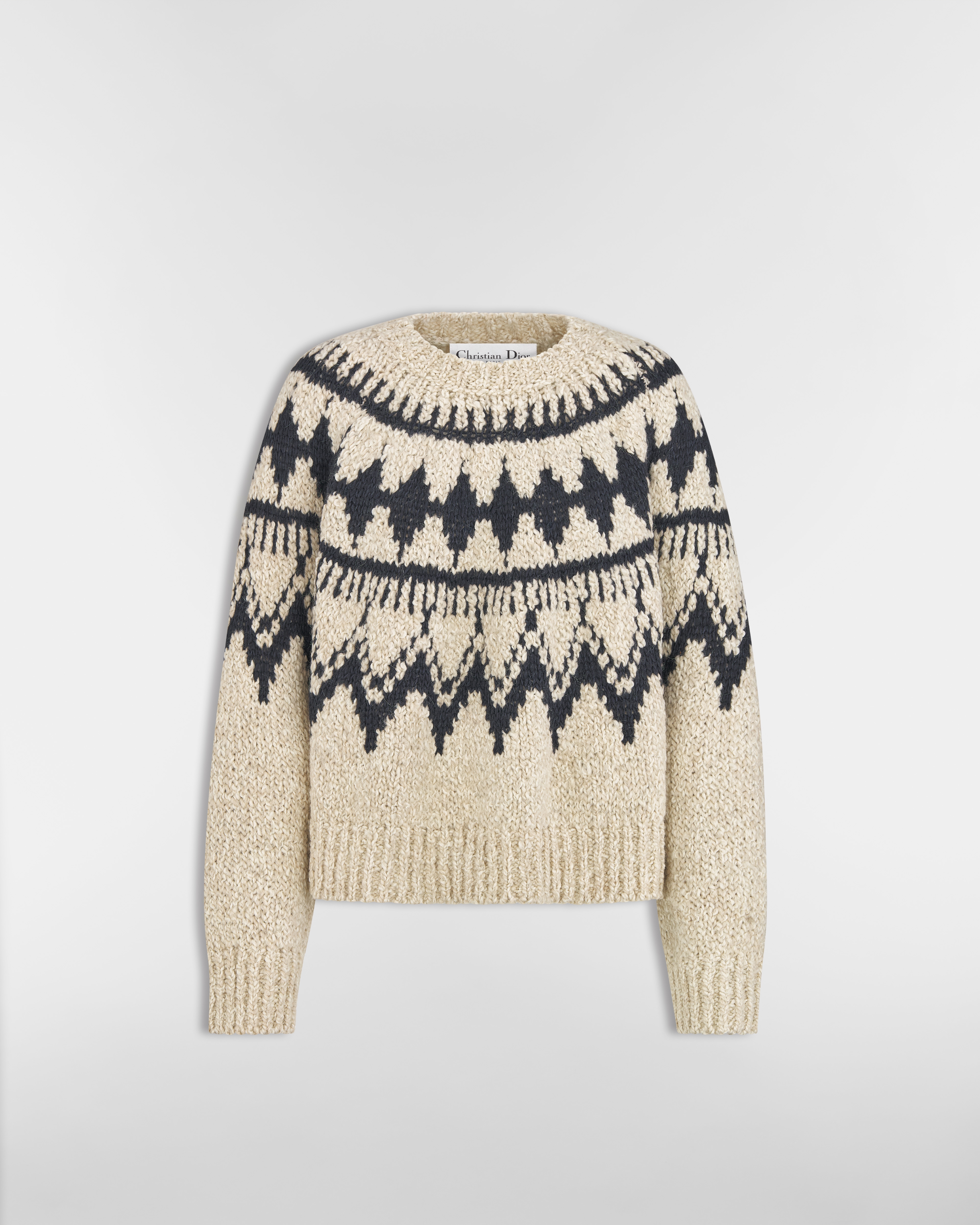 Maglione DiorAlps Maglia di alpaca, lana e cotone beige e nera E01