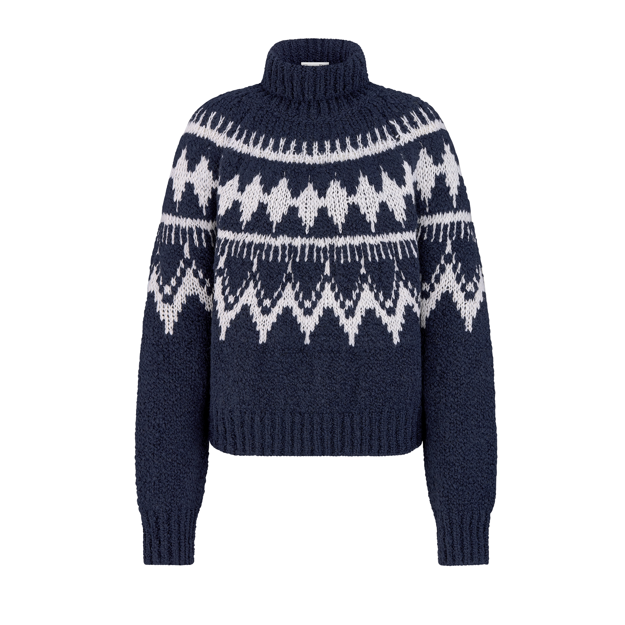 DiorAlps-coltrui Gebreid van marineblauwe en witte alpacawol, wol en katoen E01