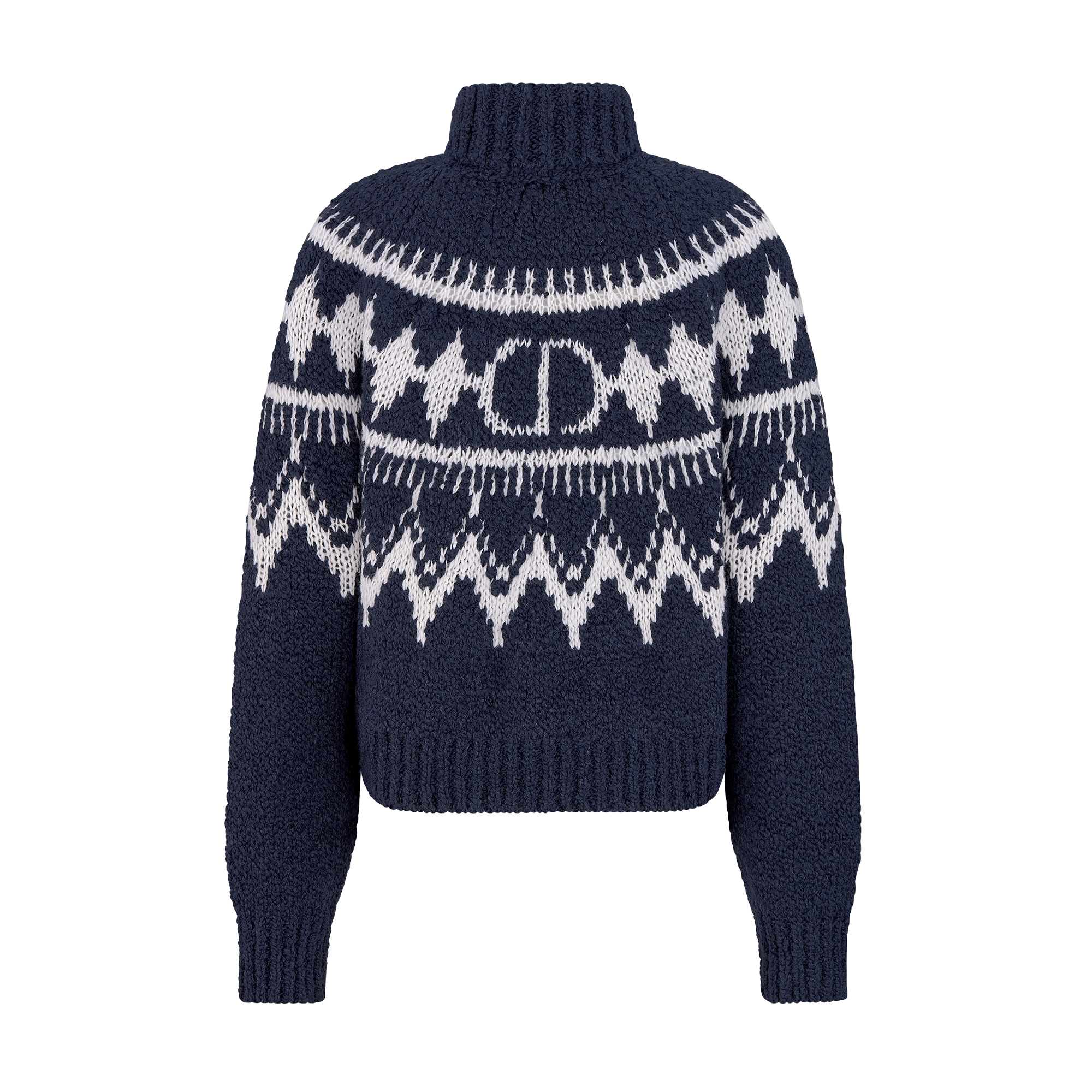 DiorAlps Rollkragenpullover Strick aus Alpakawolle, Wolle und Baumwolle in Marineblau und Weiß E08