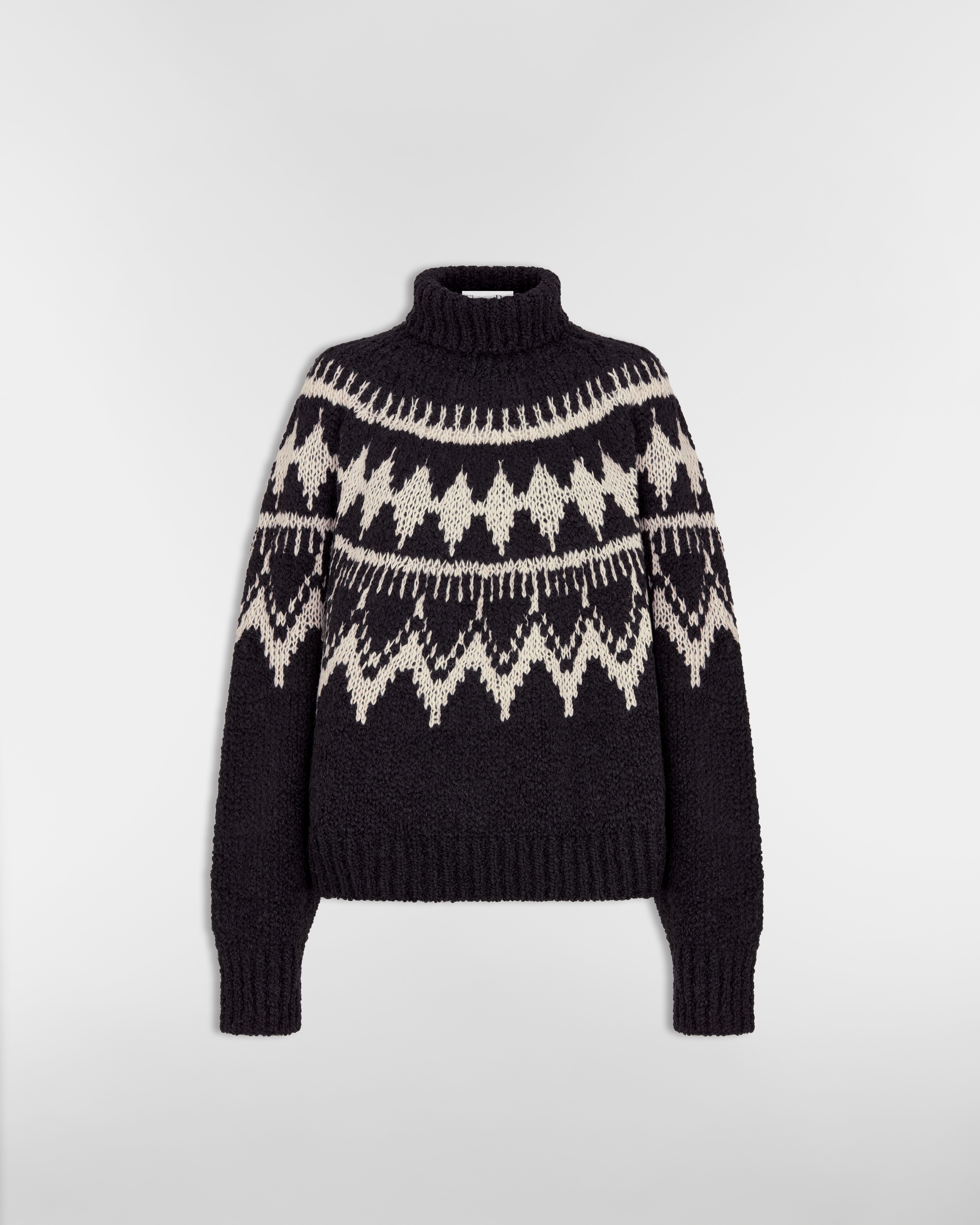 DiorAlps 高領毛衣 黑色和米色羊駝毛、羊毛和棉質針織 E01