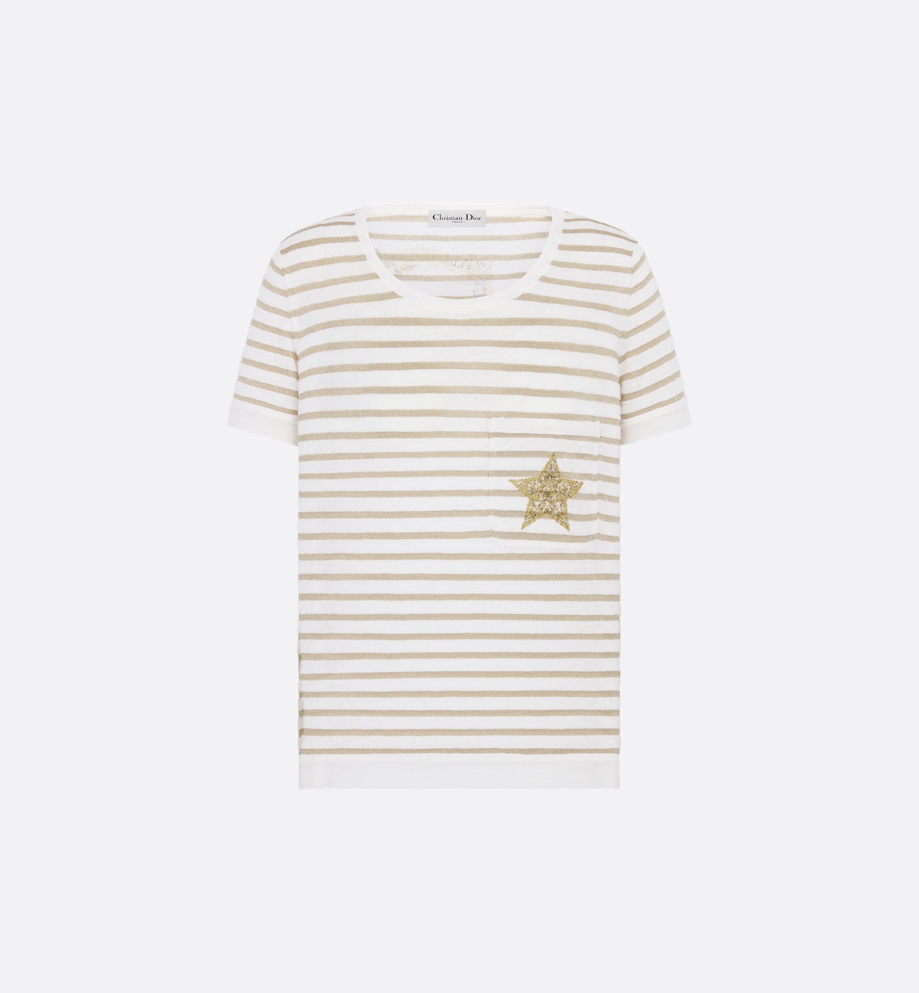 Dior Or Short-Sleeved Shirt Latte Silk-Blend Twill with Gold Dior Or Short-Sleeved Shirt Latte Silk-Blend Twill with Gold