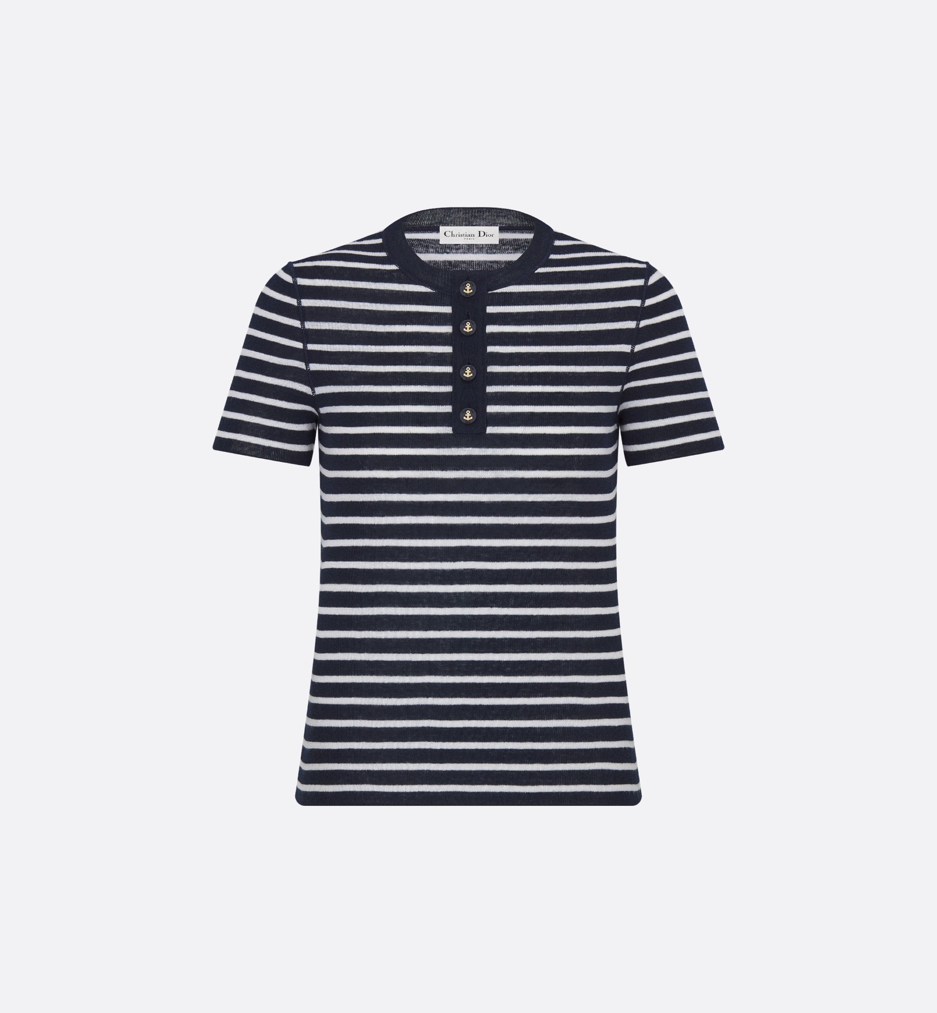 Dior Marinière Short-Sleeved Top Navy Blue and White Linen Dior Marinière Short-Sleeved Top Navy Blue and White Linen