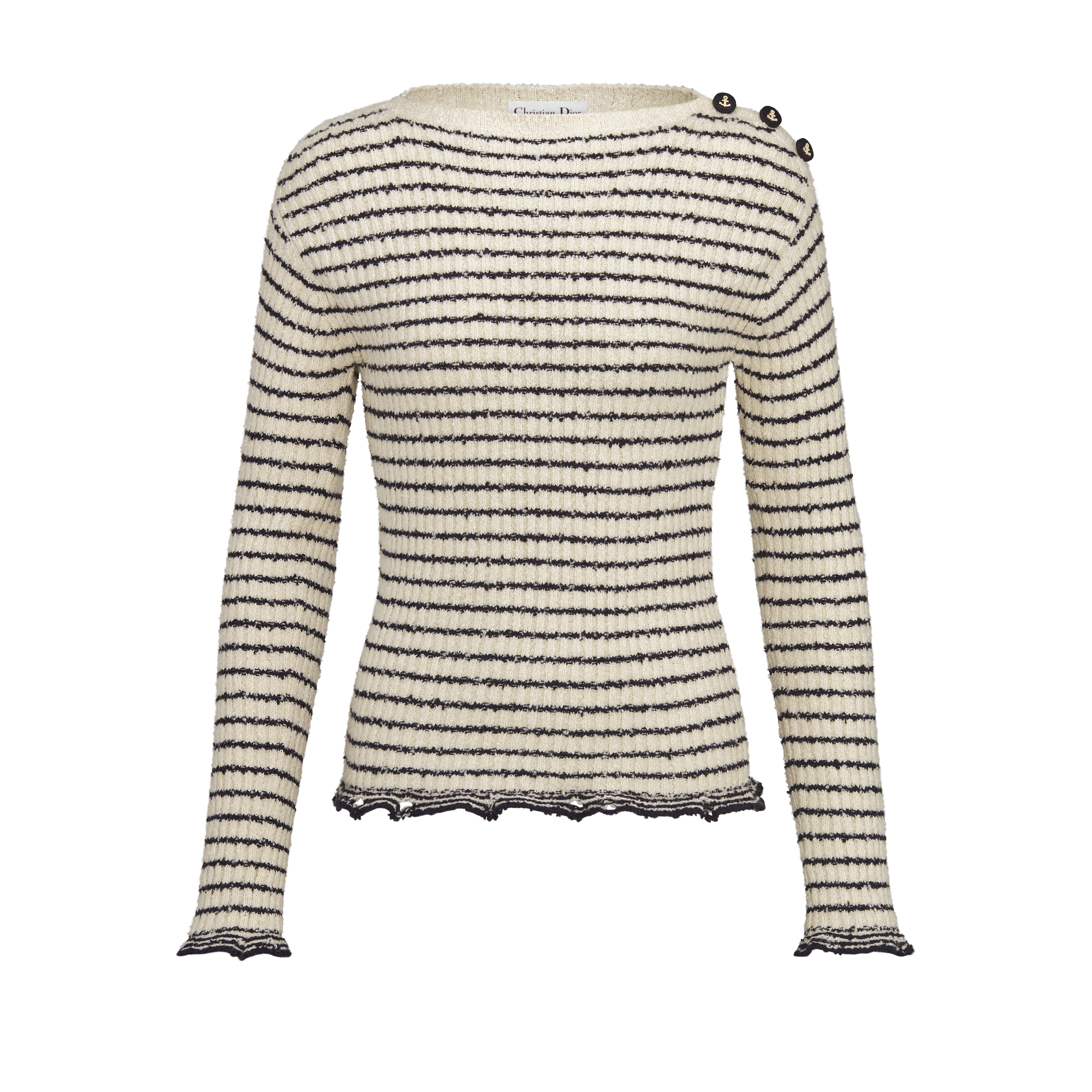 Dior Marinière Sweater Navy Blue and White Ribbed Cotton Knit | DIOR