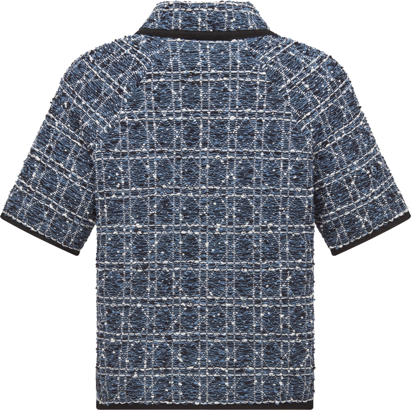 ShortSleeved Cannage Jacket White and Blue CottonBlend Tweed DIOR