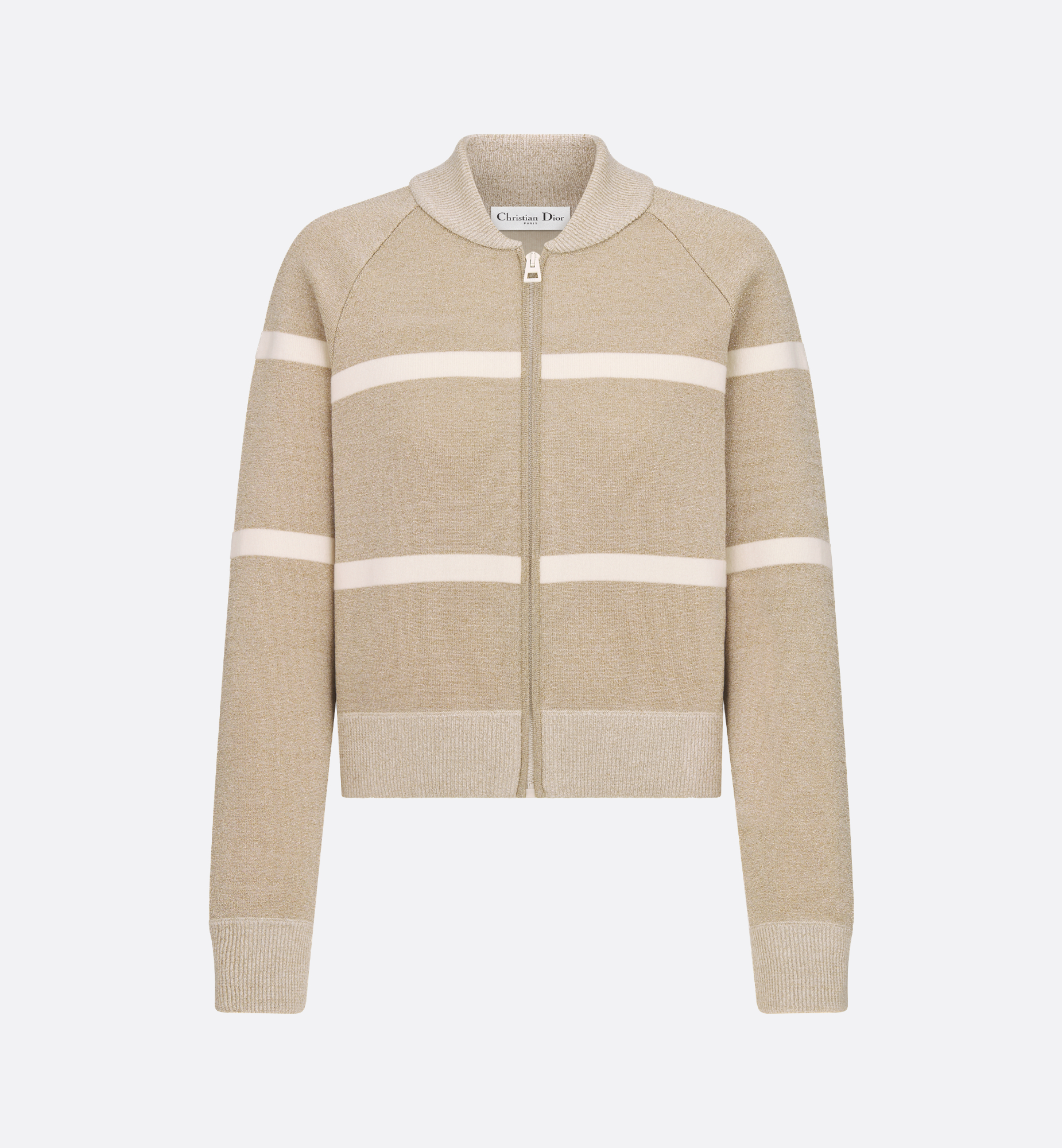 DiorAlps Bomber Jacket Gold-Tone Cashmere-Blend Knit with DiorAlps Bomber Jacket Gold-Tone Cashmere-Blend Knit with