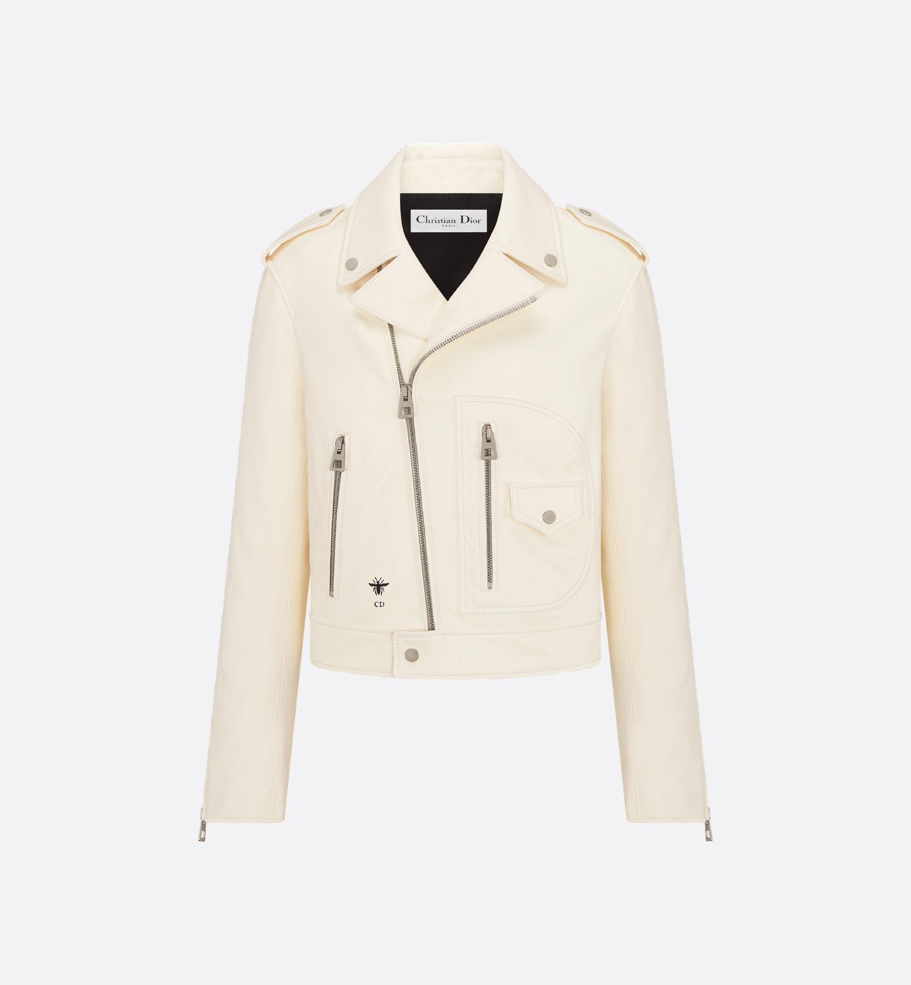 Biker Jacket Ecru Lambskin with Gold-Tone Dior Around the Biker Jacket Ecru Lambskin with Gold-Tone Dior Around the