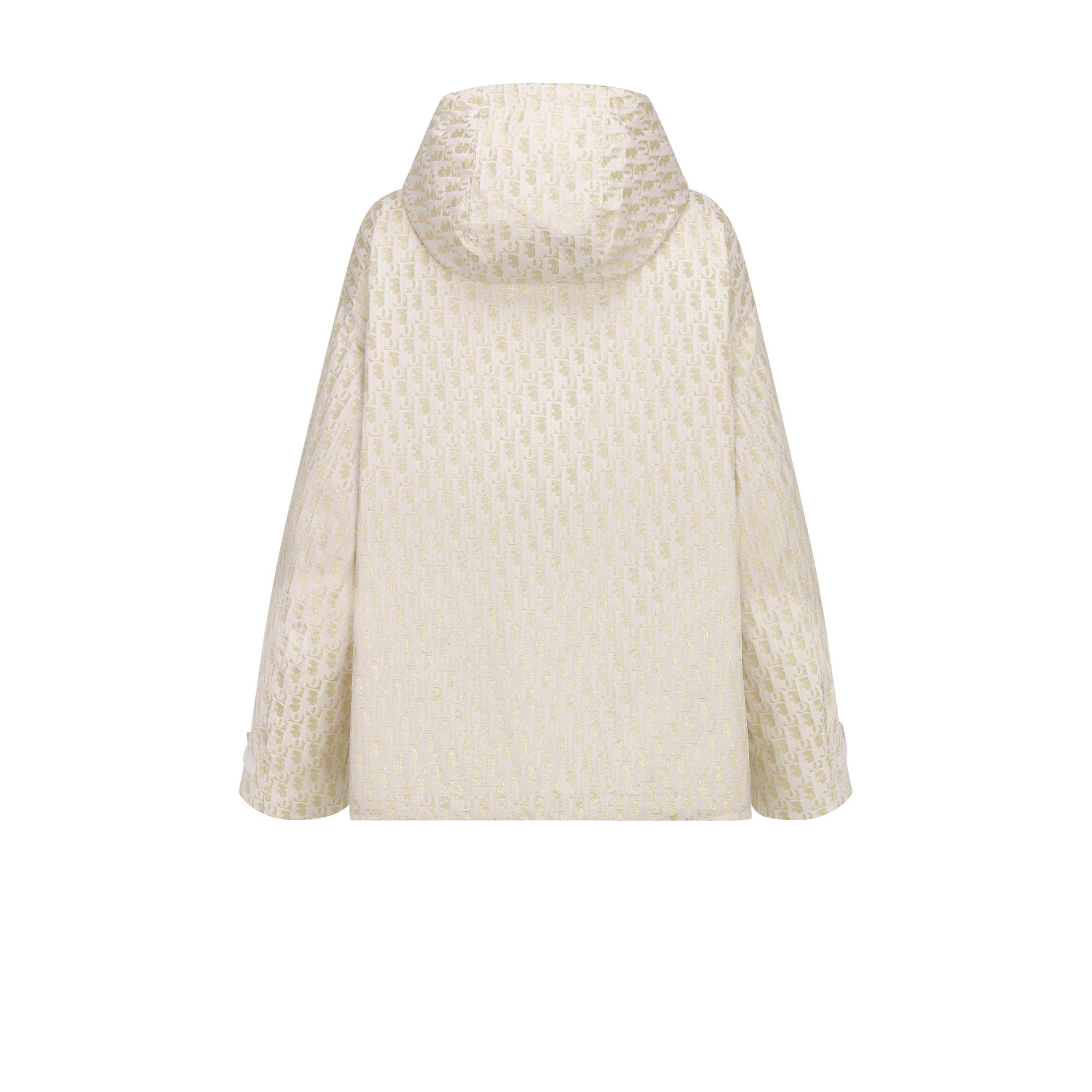 DiorAlps Waterproof Hooded Jacket White Technical Taffeta Jacquard with Gold-Tone Dior Oblique Motif E08