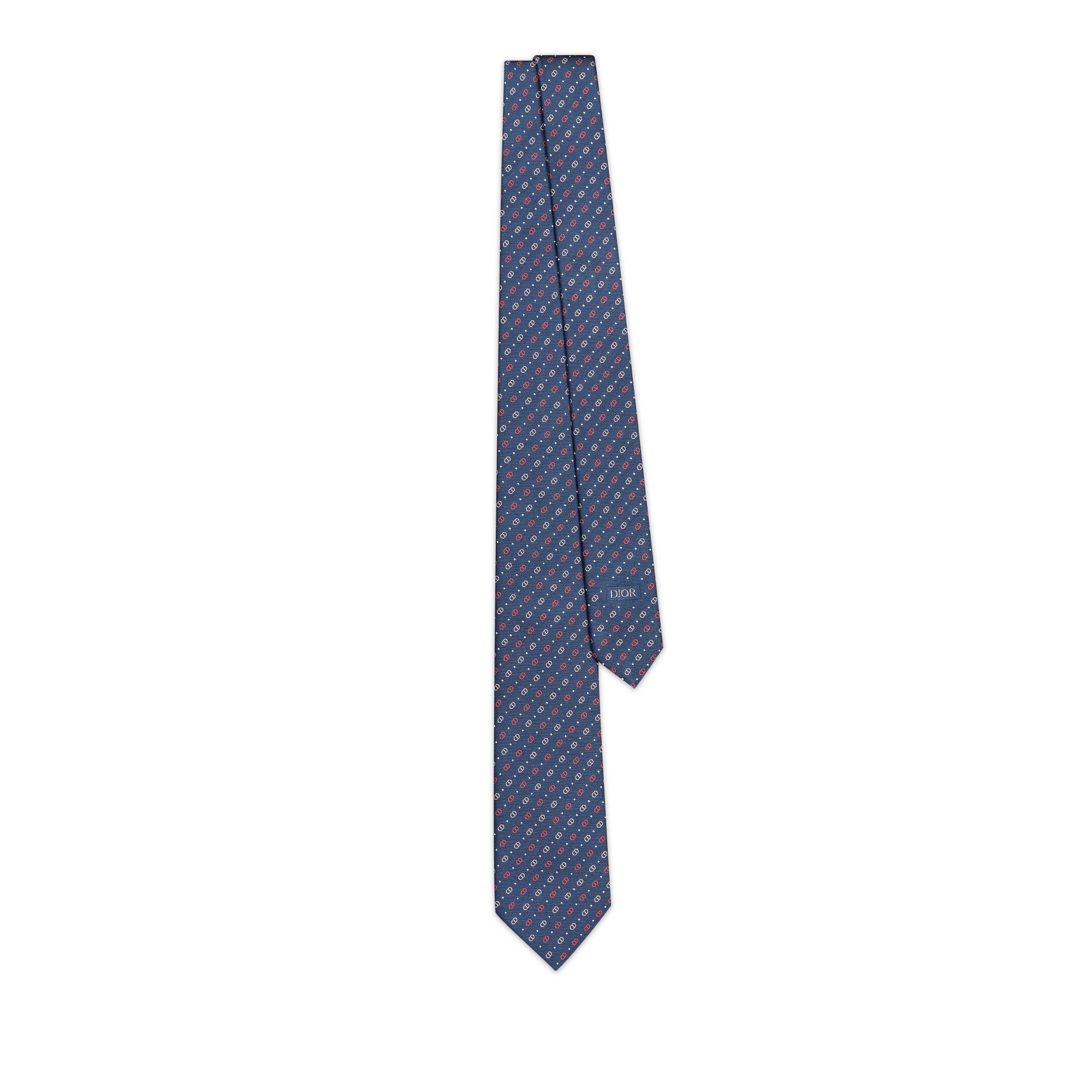 Nano CD Icon Tie Navy Blue, Blue and White Silk | DIOR