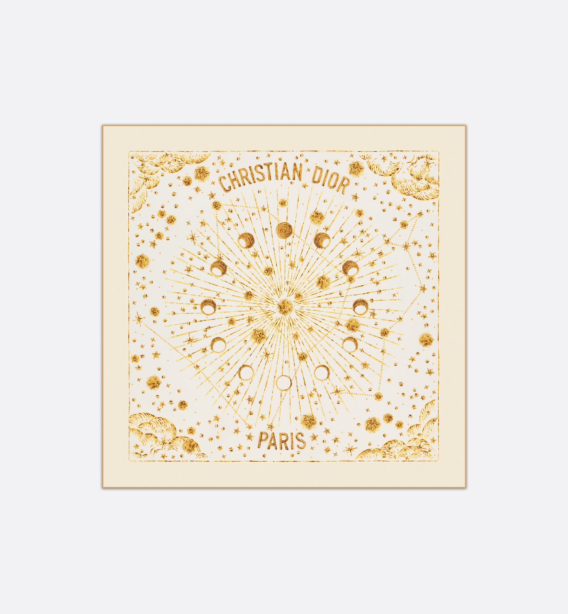 Dior Astral 70 Square Scarf White and Gold-Tone Silk Twill Dior Astral 70 Square Scarf White and Gold-Tone Silk Twill