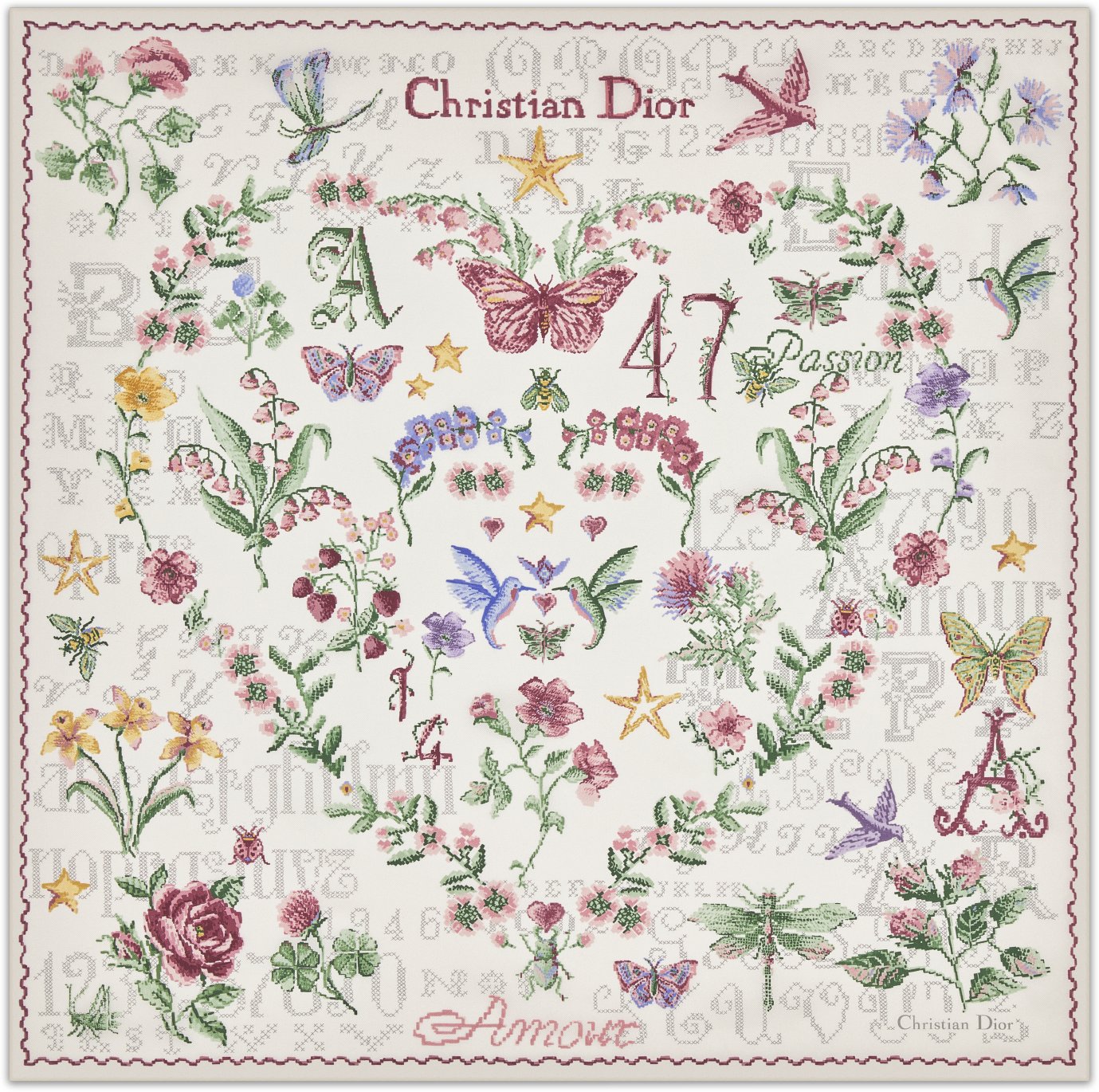 Dioramour Amour 1947 70 Square Scarf Front view Front view