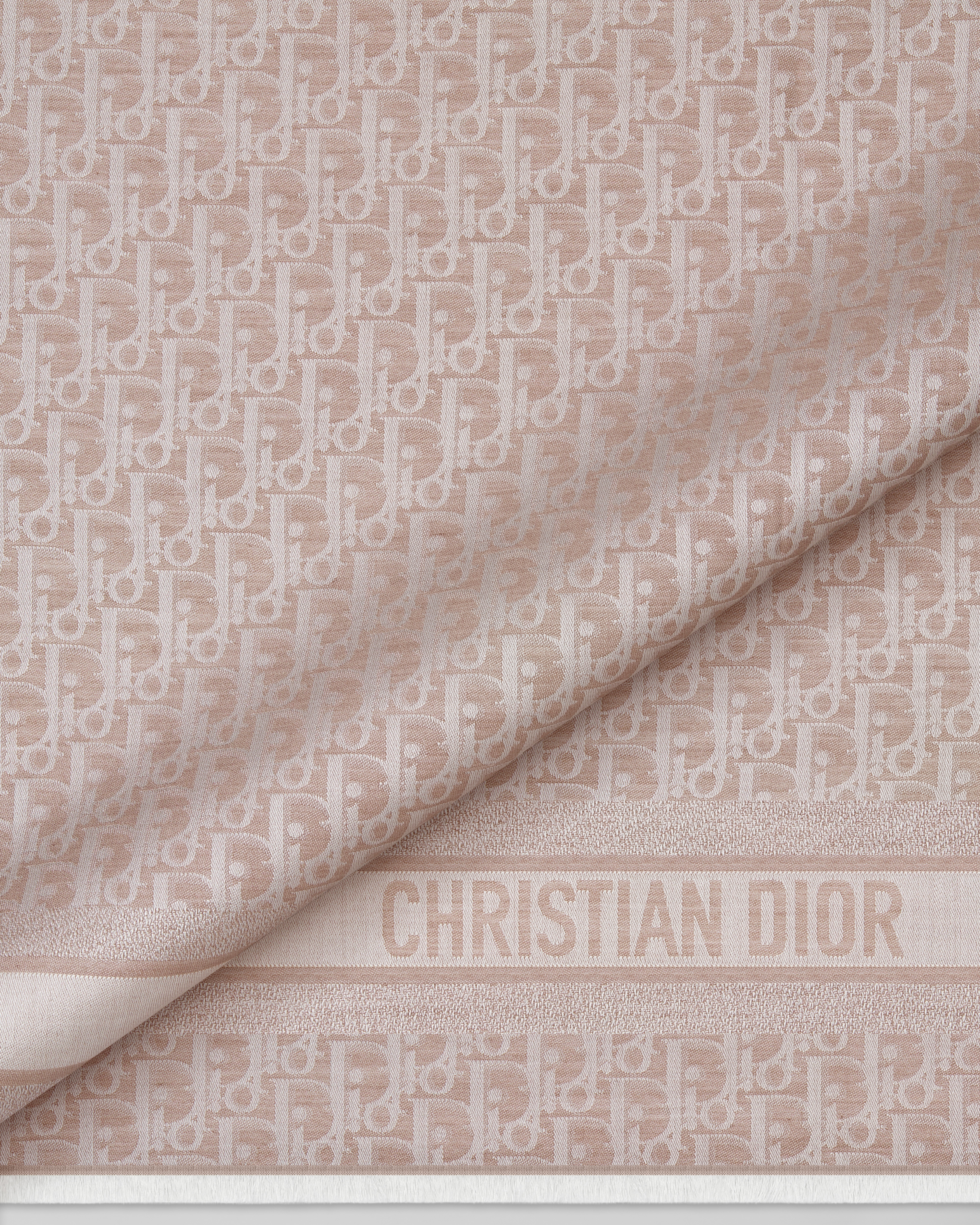 شال Dior Oblique مزيج من الحرير والصوف والكشمير بلون Rose des Vents E09